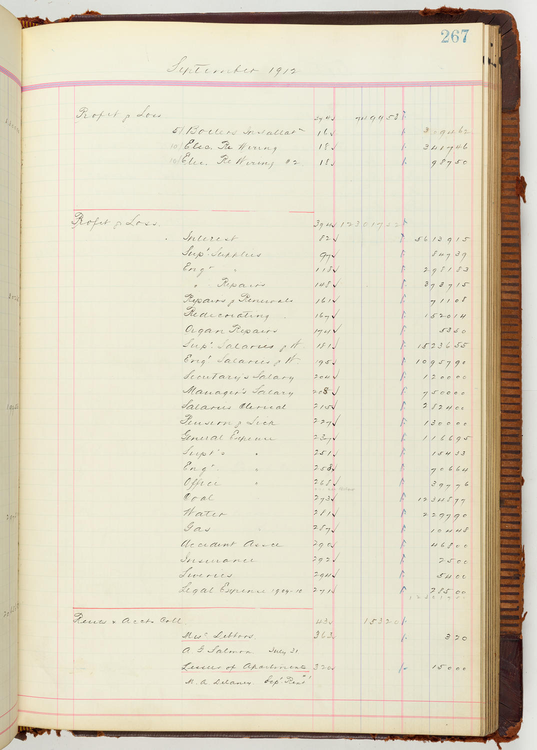 Music Hall Accounting Ledger Journal, volume 7, page 267