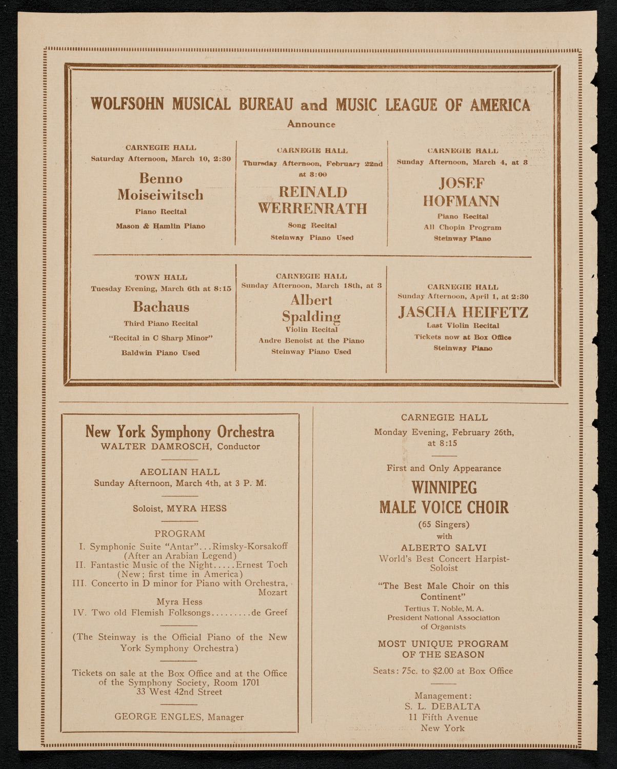 City Symphony Orchestra, February 19, 1923, program page 8