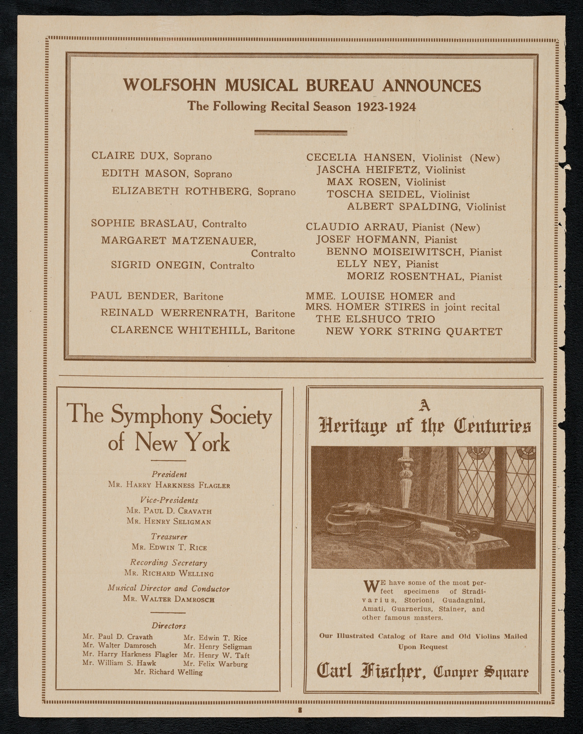 Philadelphia Orchestra, April 17, 1923, program page 8