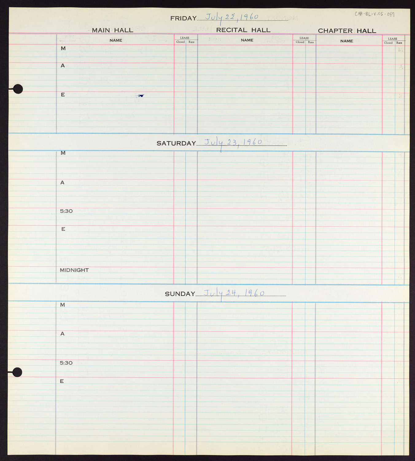 Carnegie Hall Booking Ledger, volume 5, page 89