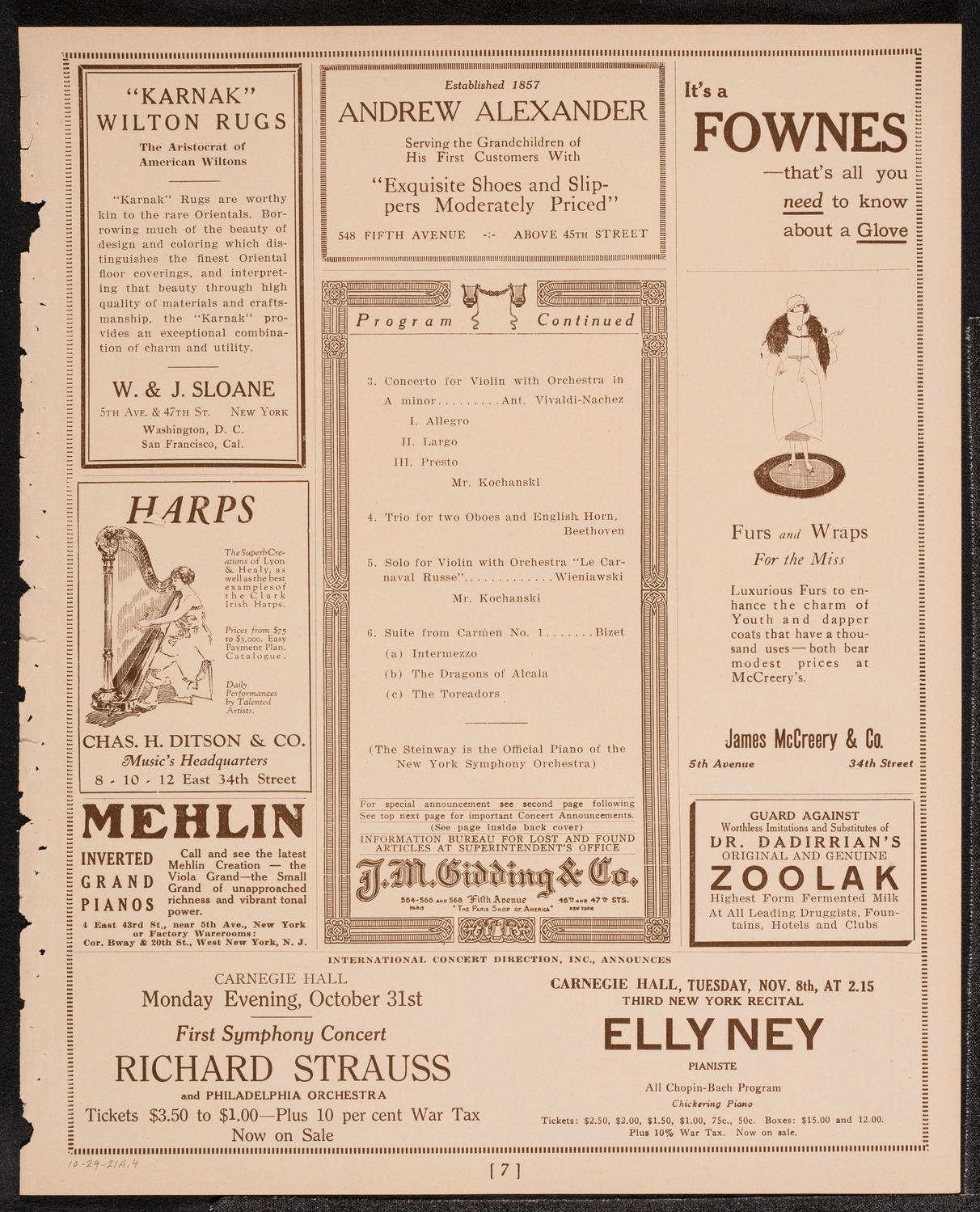 Symphony Concert for Young People, October 29, 1921, program page 7