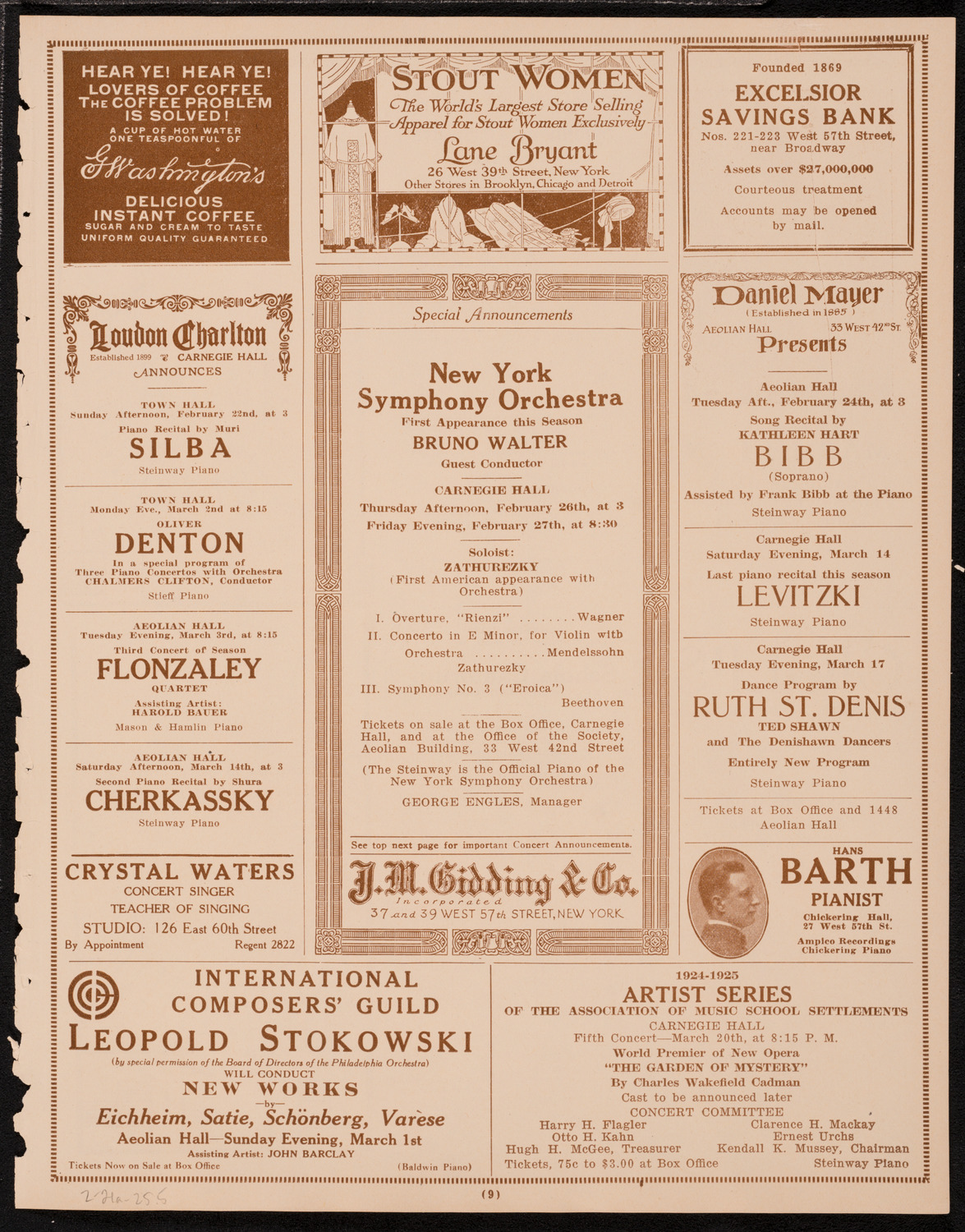 Fritz Kreisler, Violin, February 21, 1925, program page 9