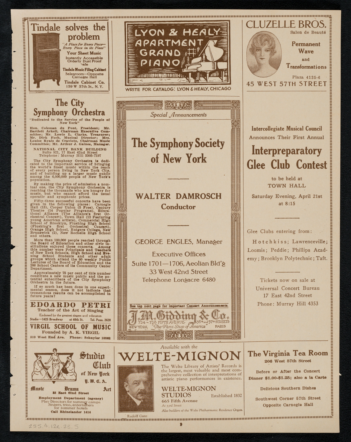 New York Philharmonic, April 12, 1923, program page 9