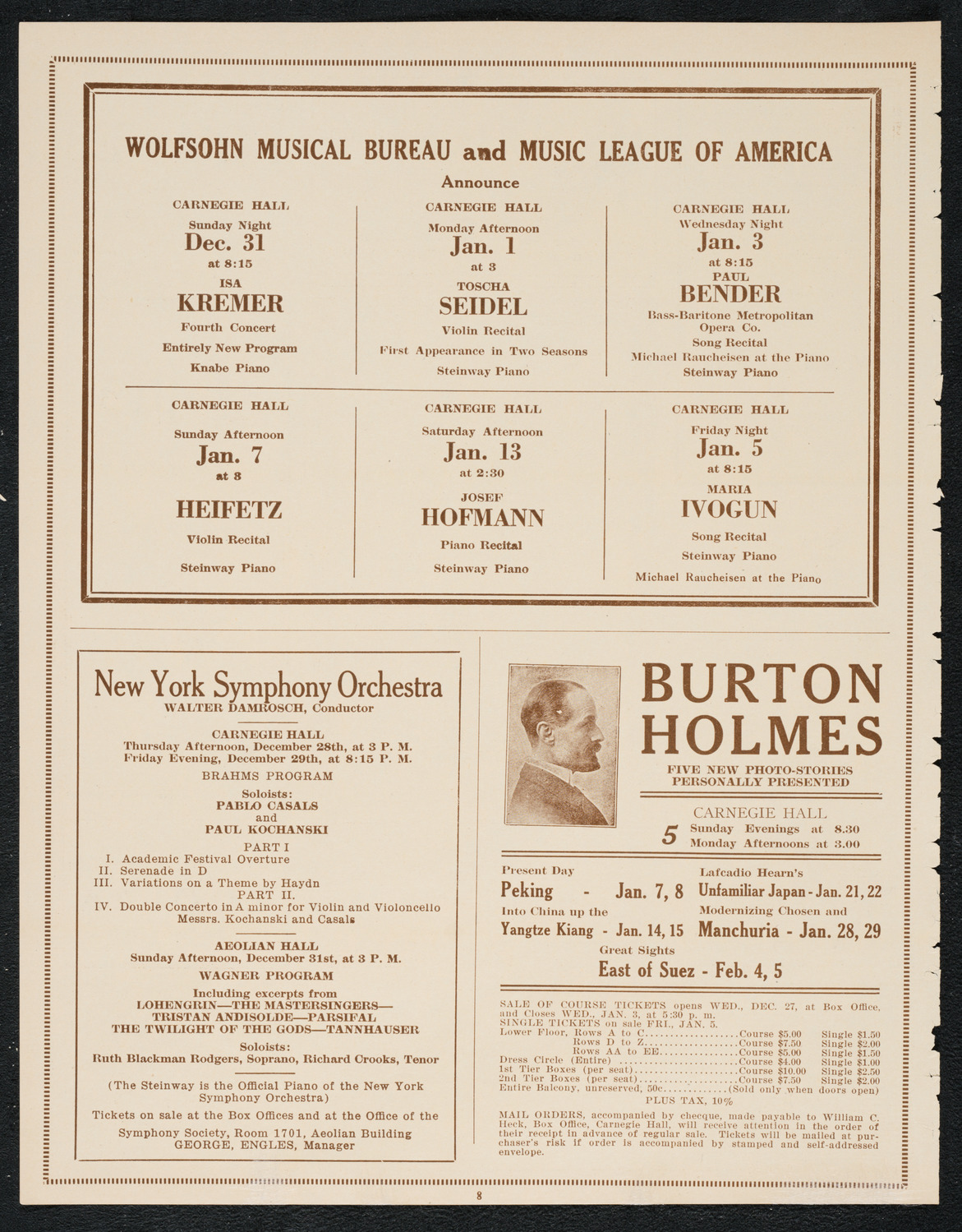 Philadelphia Orchestra, December 19, 1922, program page 8