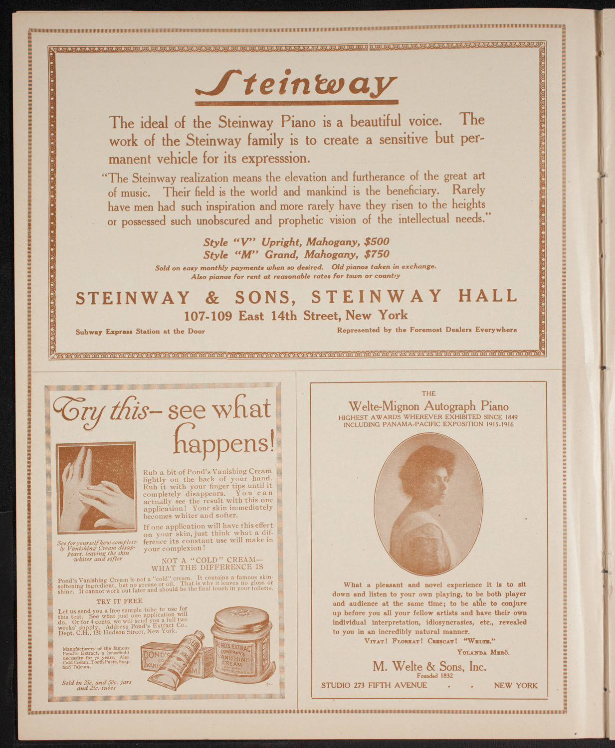 John McCormack, Tenor, April 9, 1916, program page 4