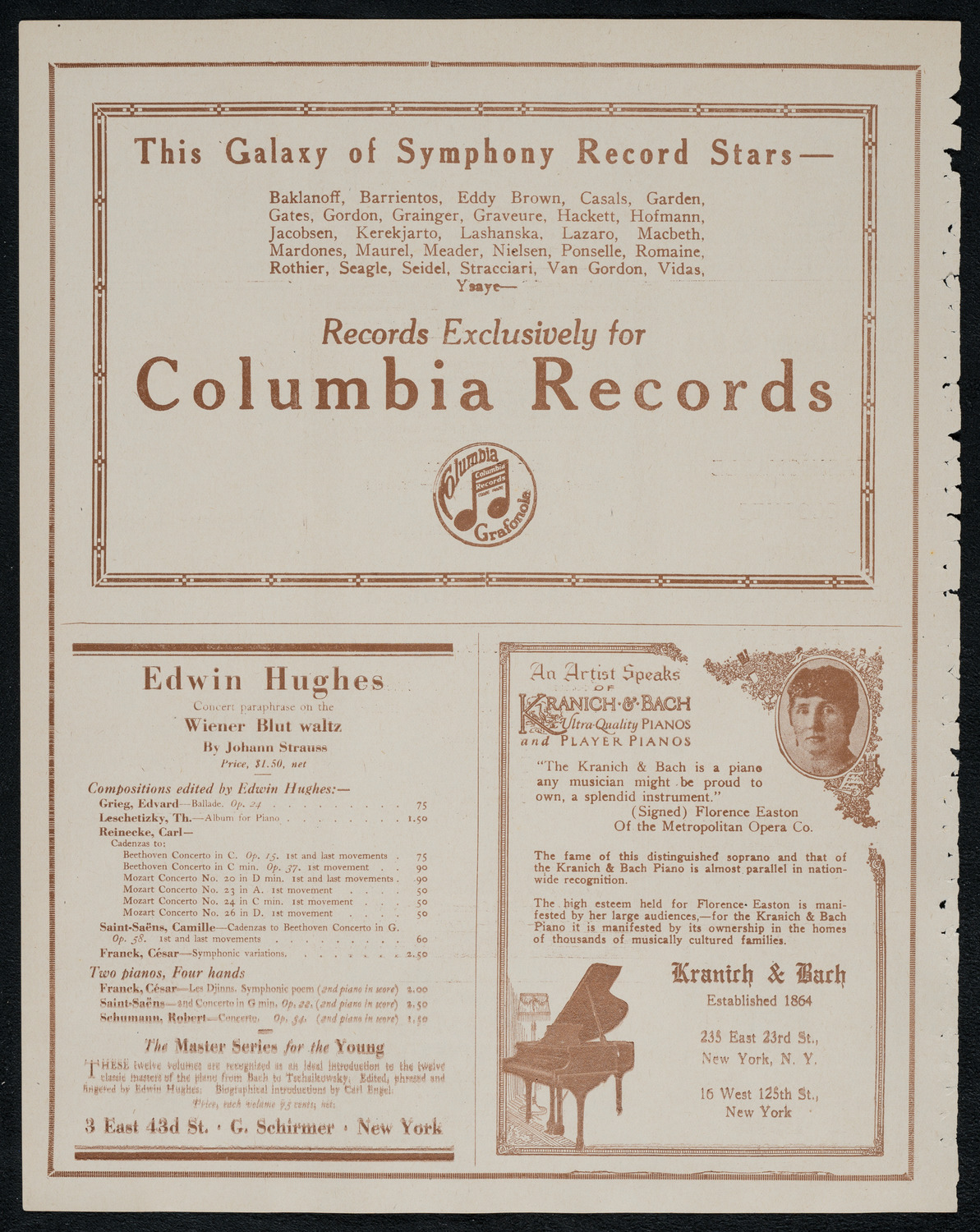 Benno Moiseiwitsch, Piano, February 22, 1921, program page 6