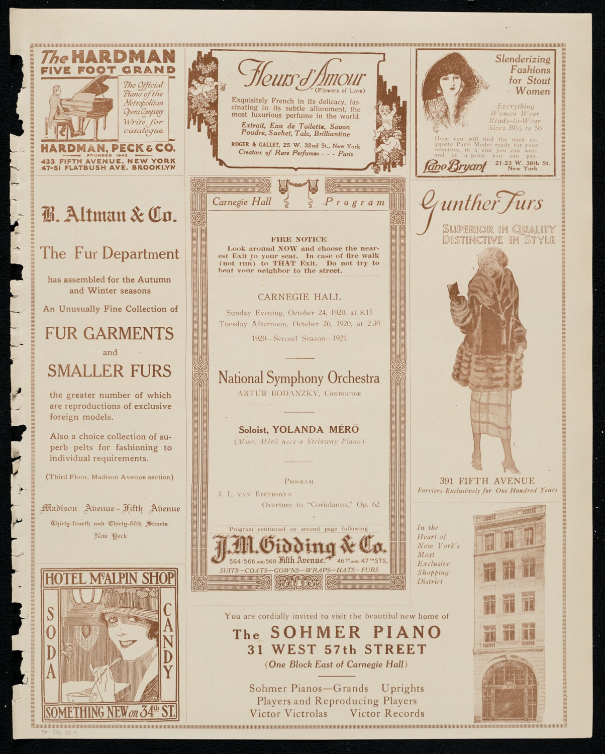 National Symphony Orchestra, October 24, 1920, program page 5