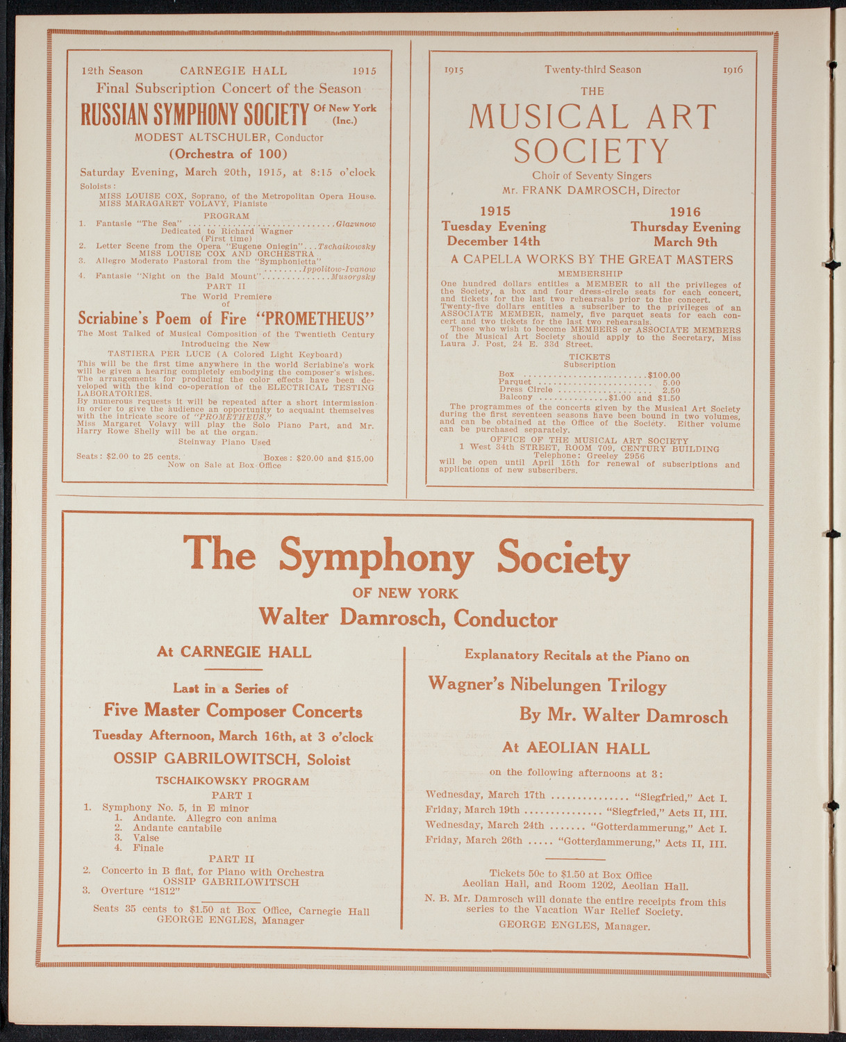 New York Philharmonic, March 13, 1915, program page 8