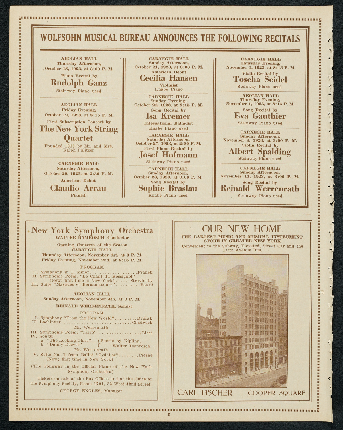 Concert and Address in Honor of Christopher Columbus, October 12, 1923, program page 8