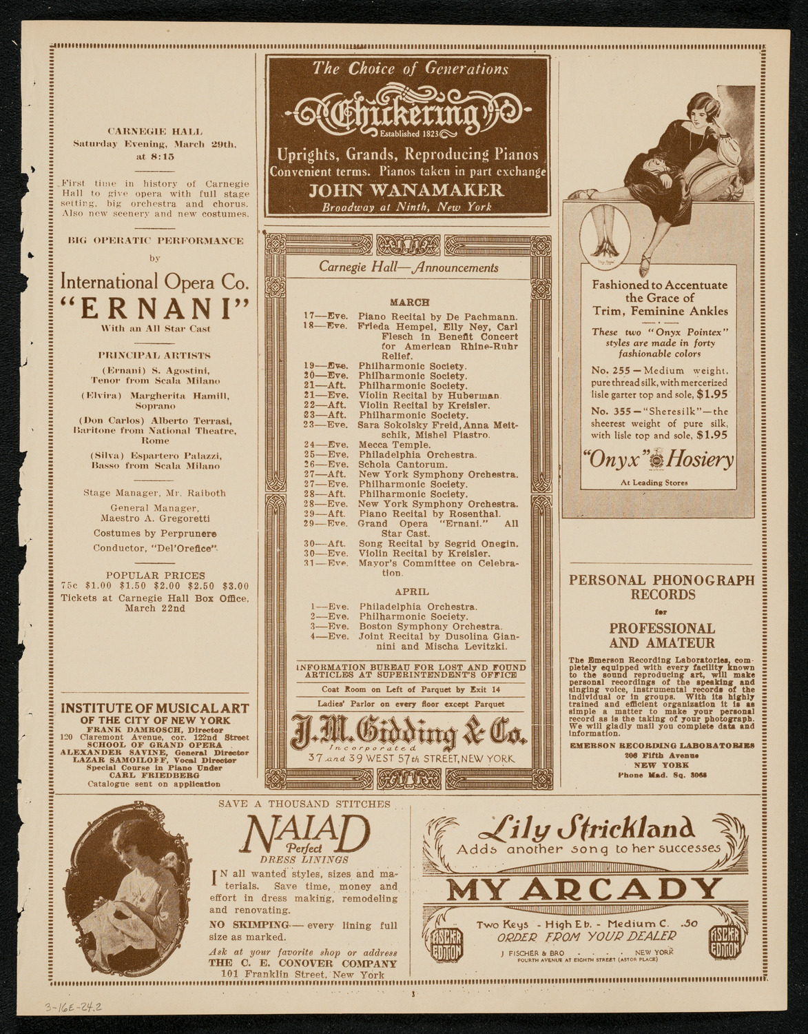 Marie Sundelius, Soprano, March 16, 1924, program page 3