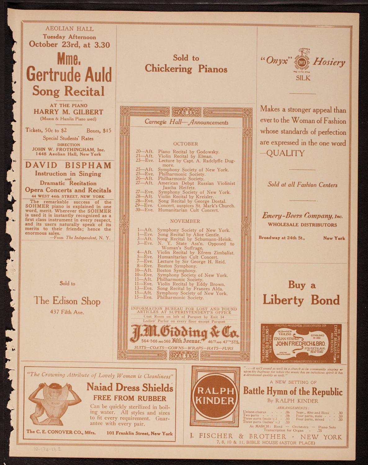 Woman's War Service Concert, October 17, 1917, program page 3