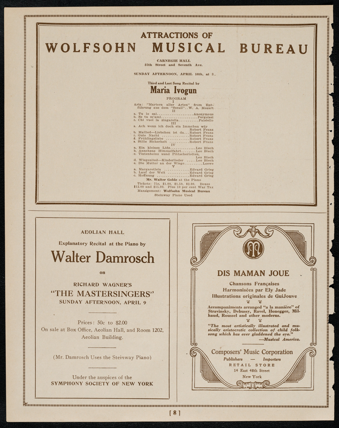 Meeting: Association Against the Prohibition Amendment, April 6, 1922, program page 8