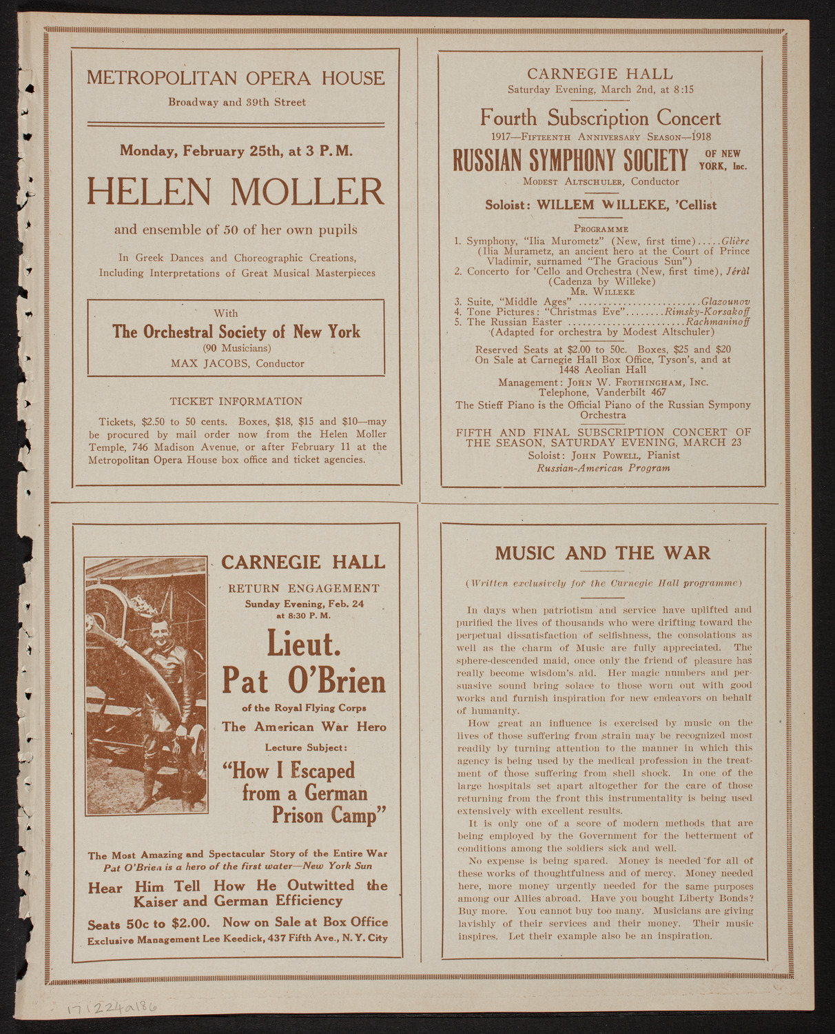 New York Philharmonic, February 24, 1918, program page 11