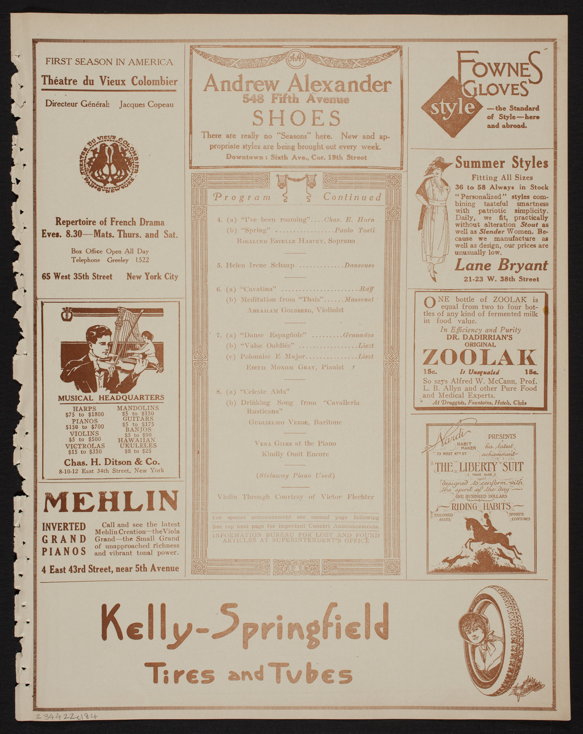 Benefit: St. Andrew's One-Cent Coffee Stands Society, April 22, 1918, program page 7