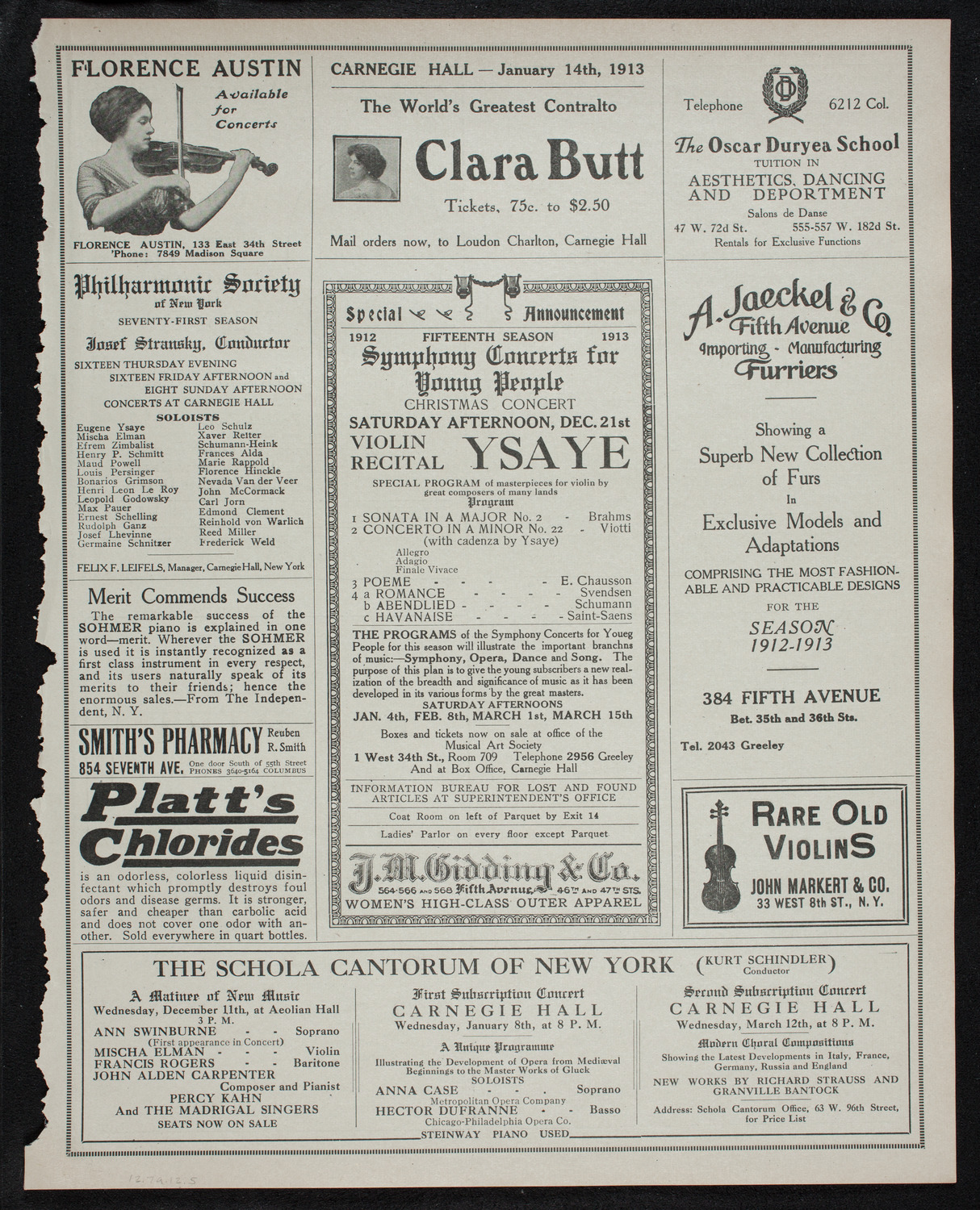 Boston Symphony Orchestra, December 7, 1912, program page 9