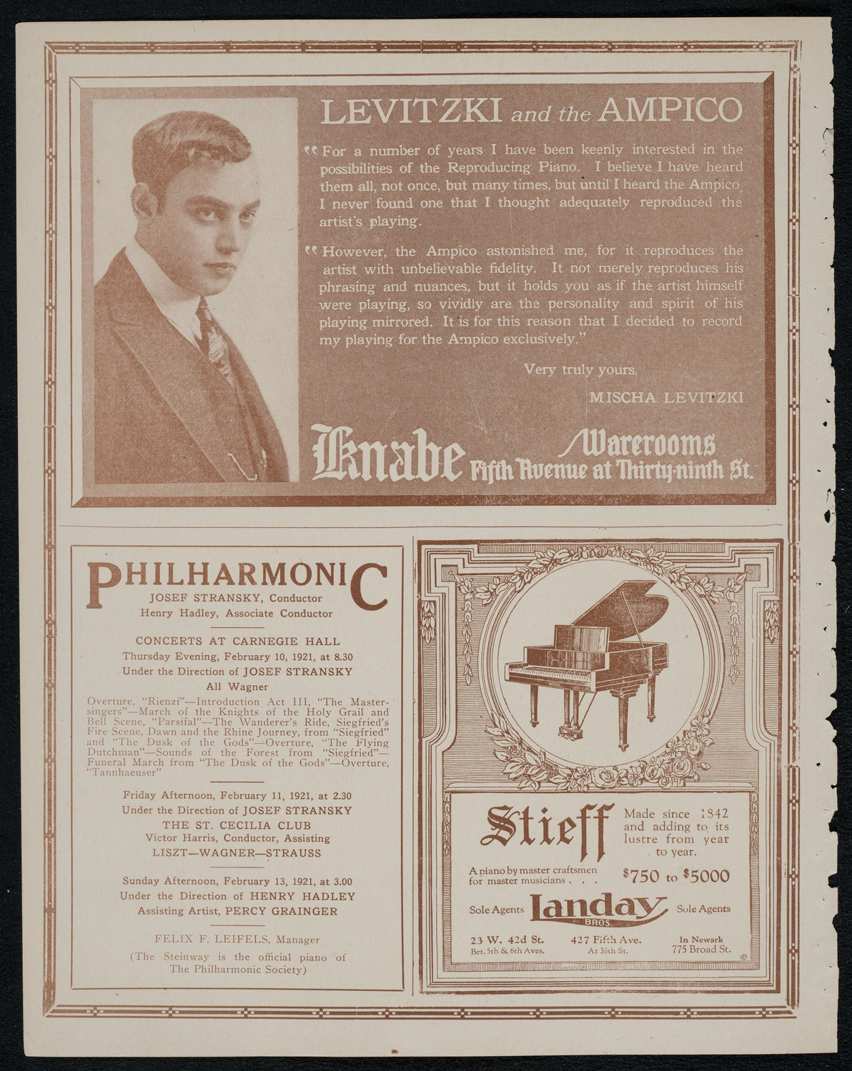 Josef Hofmann, Piano, February 6, 1921, program page 12