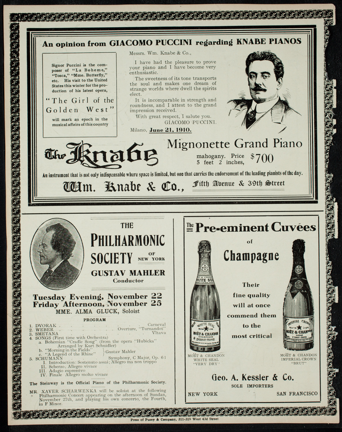 Alessandro Bonci, Tenor, November 22, 1910, program page 12