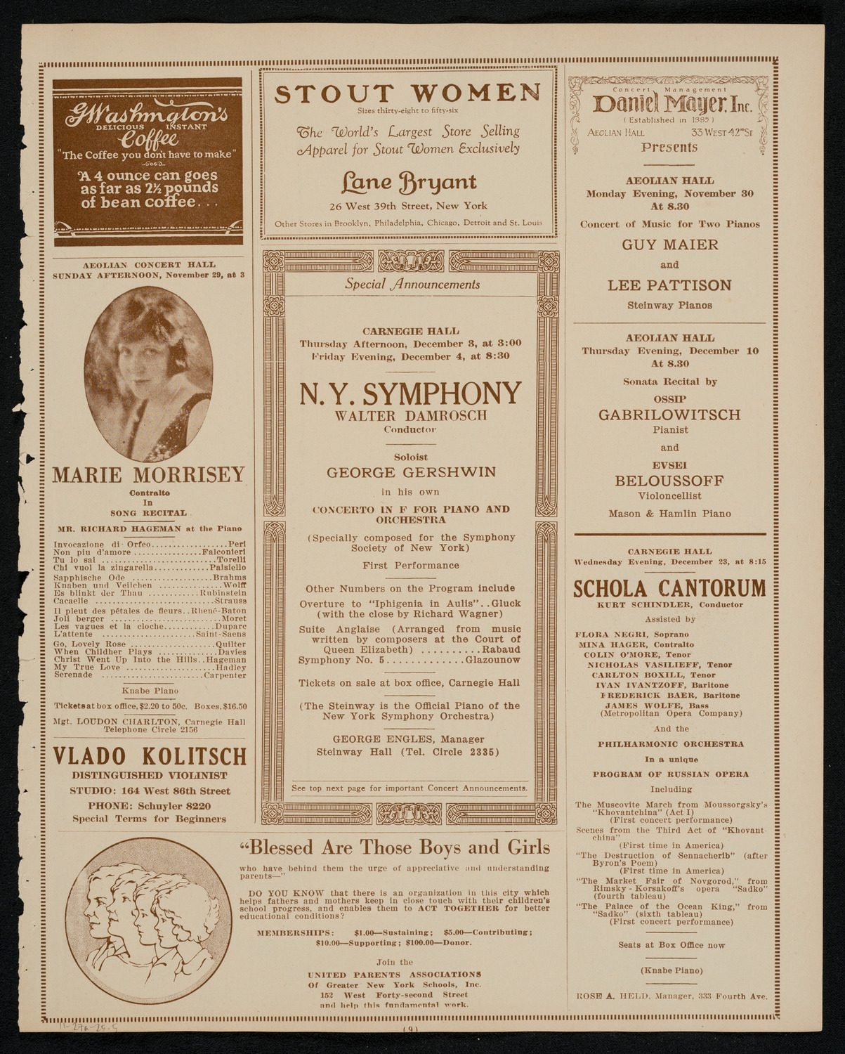 New York Philharmonic, November 27, 1925, program page 9