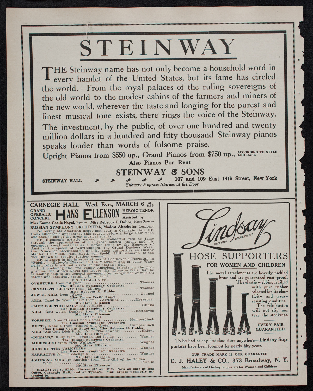 New York Philharmonic, February 29, 1912, program page 4