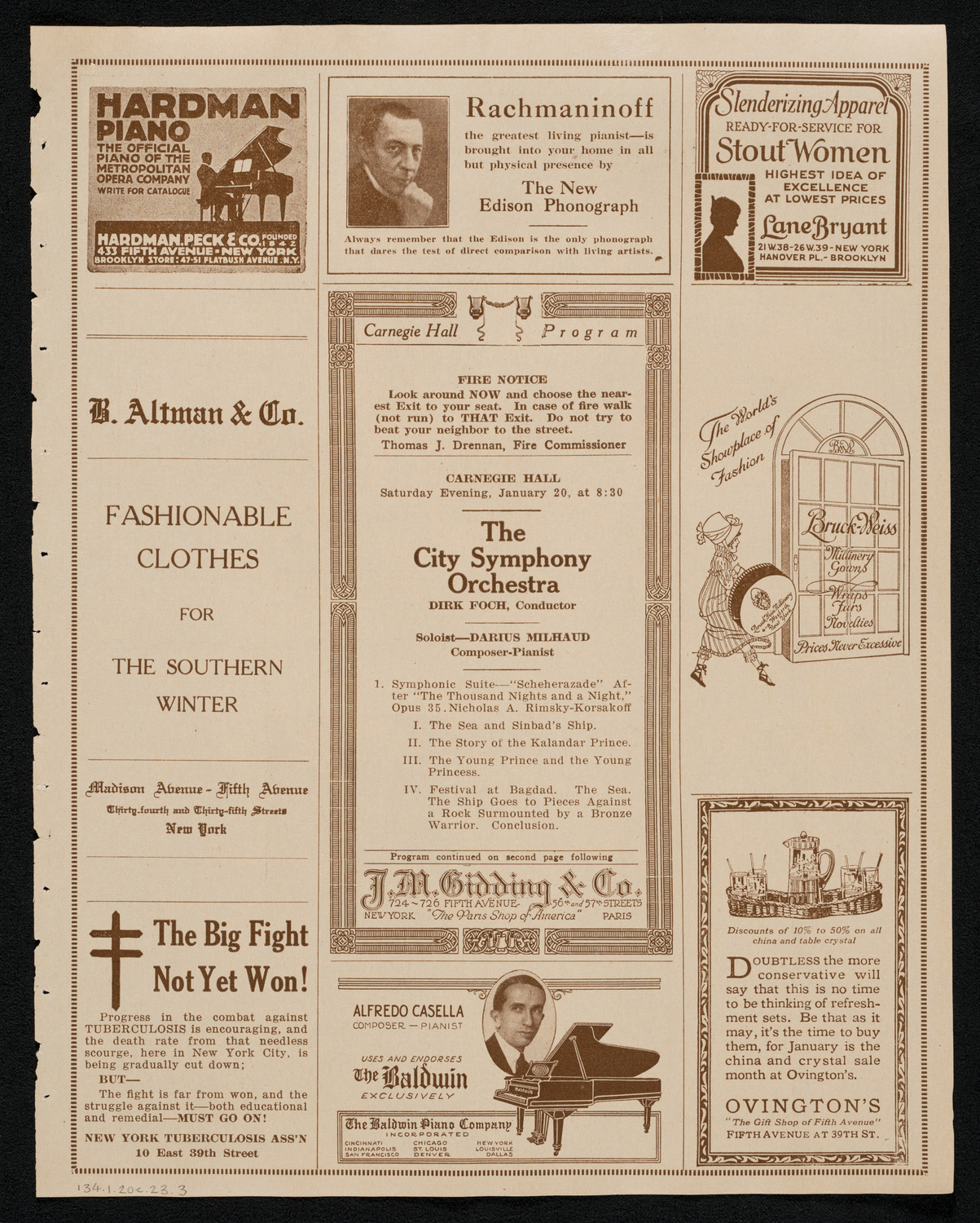 City Symphony Orchestra, January 20, 1923, program page 5