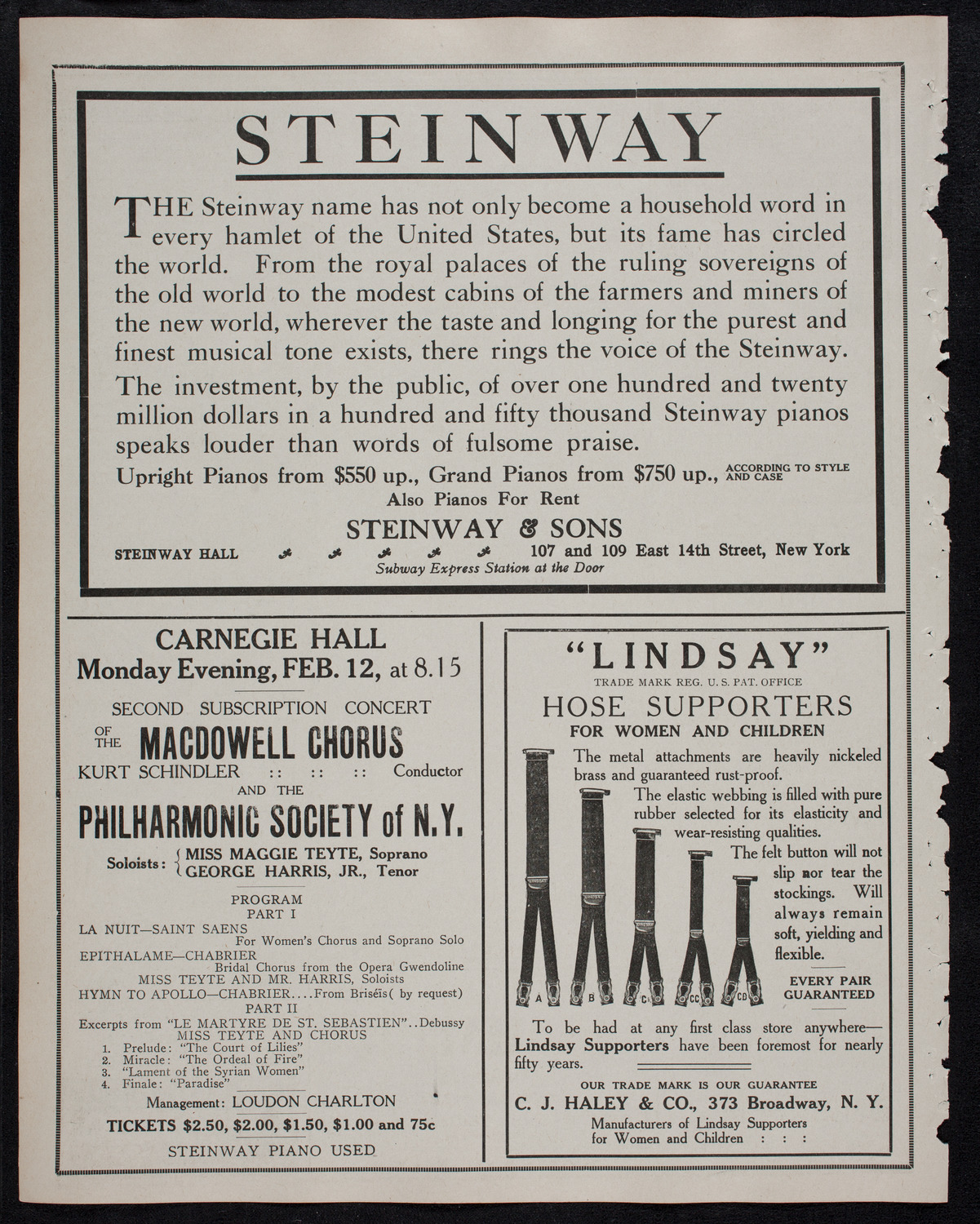 New York Philharmonic, February 4, 1912, program page 4