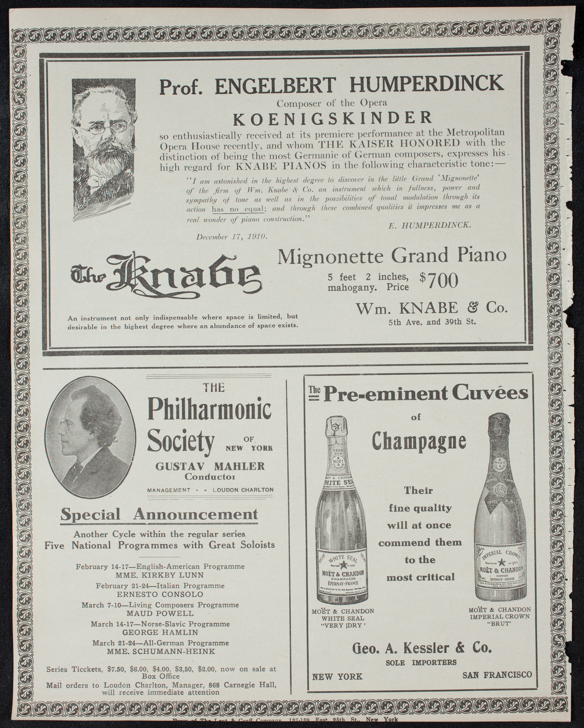New York Philharmonic, January 17, 1911, program page 12
