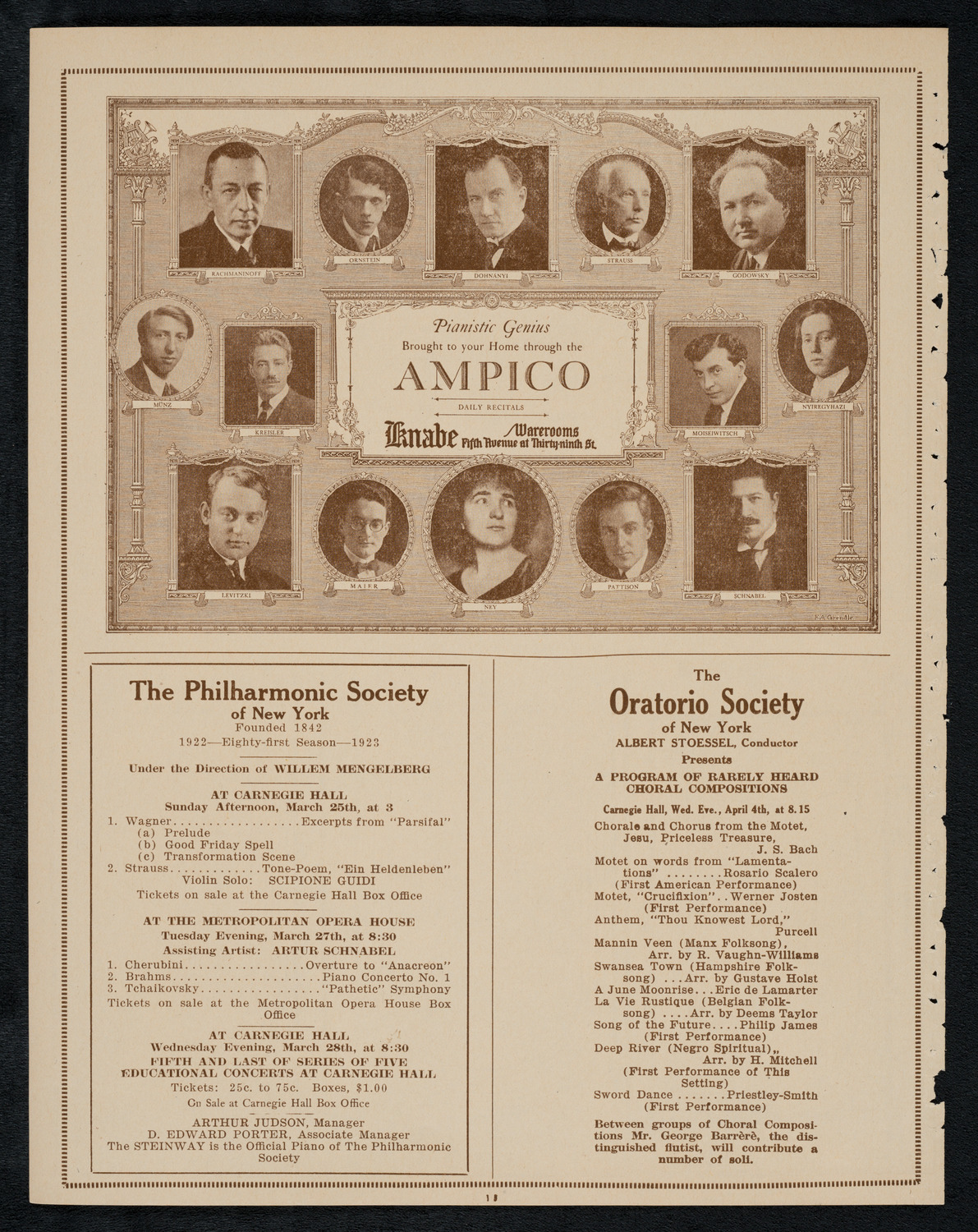 New York Philharmonic, March 23, 1923, program page 12