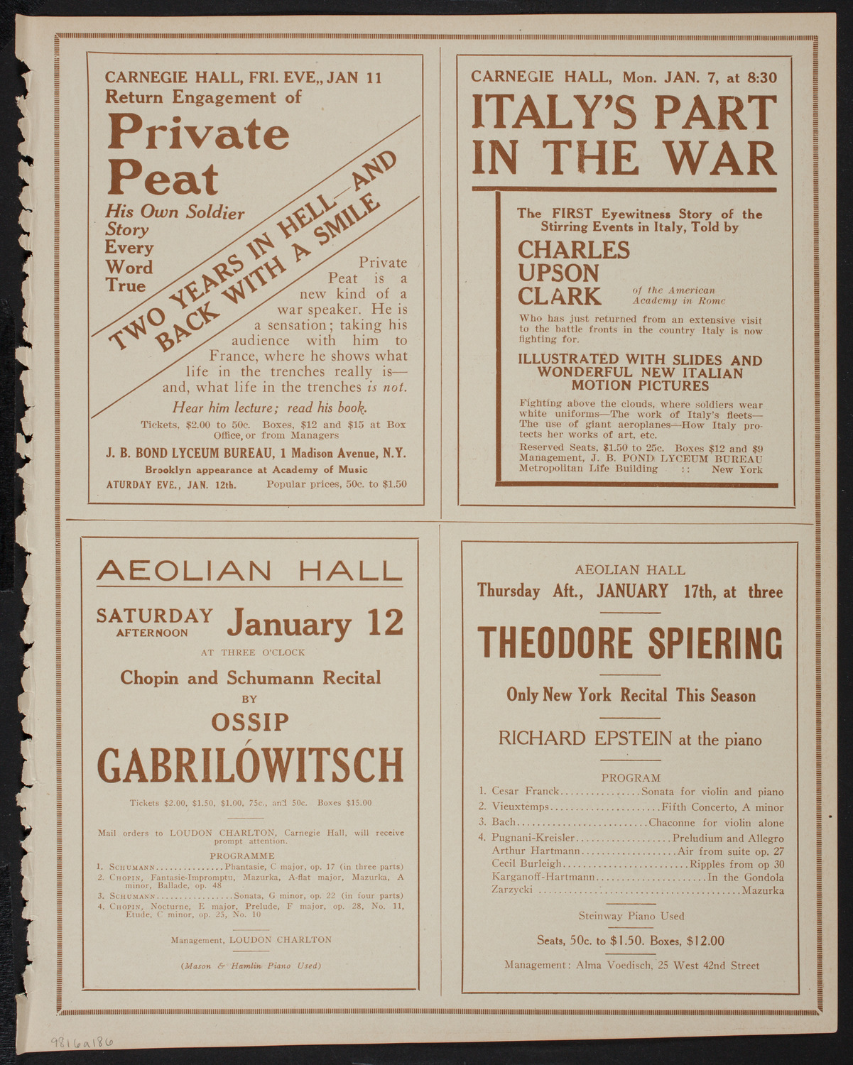 New York Philharmonic, January 6, 1918, program page 11