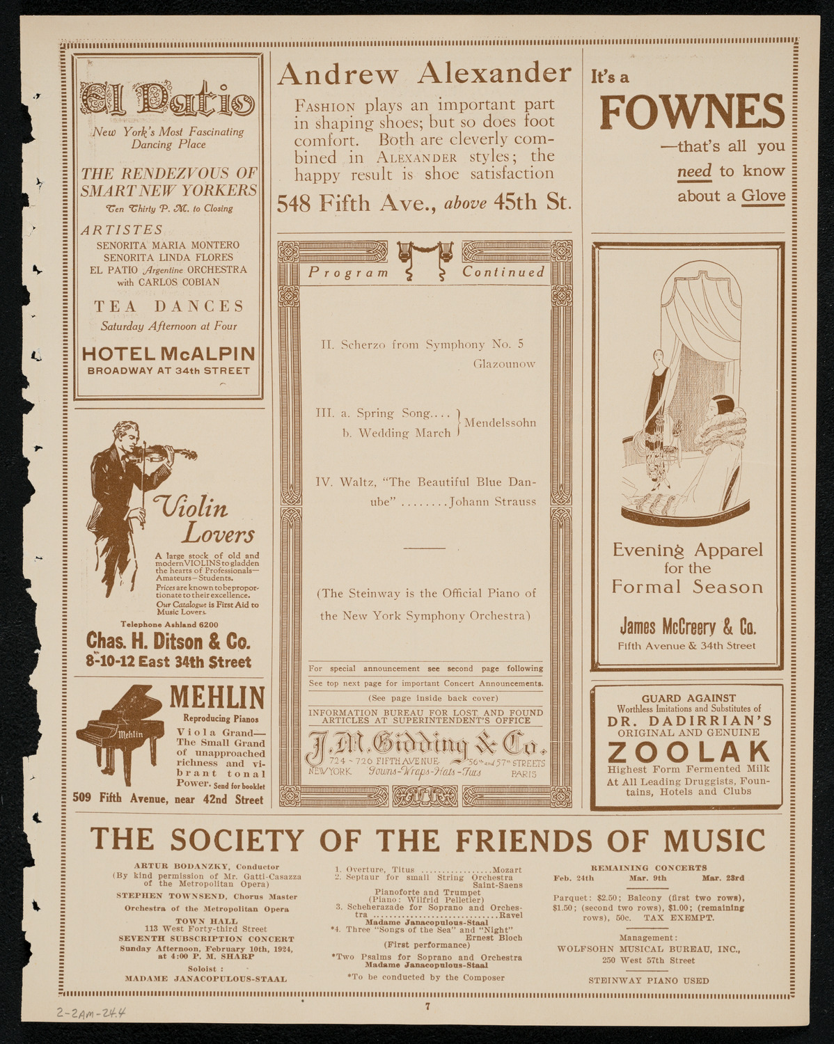 Symphony Concert for Young People, February 2, 1924, program page 7