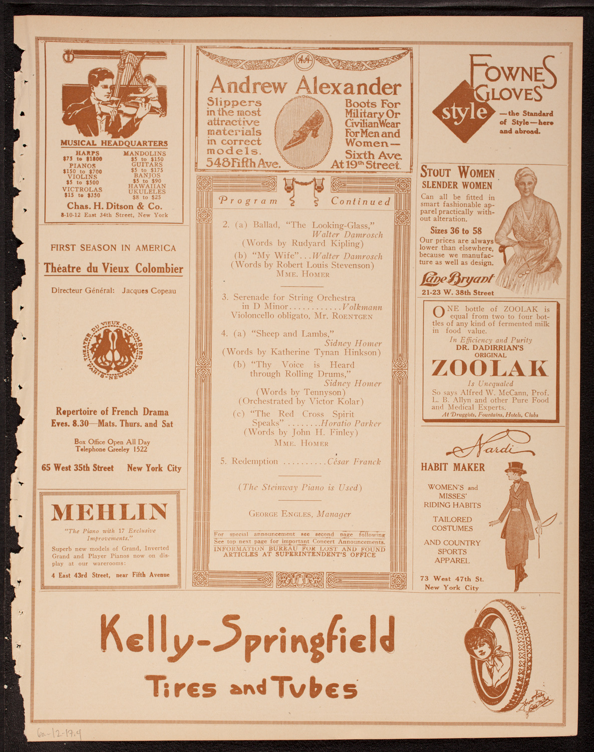 New York Symphony Orchestra, December 6, 1917, program page 7
