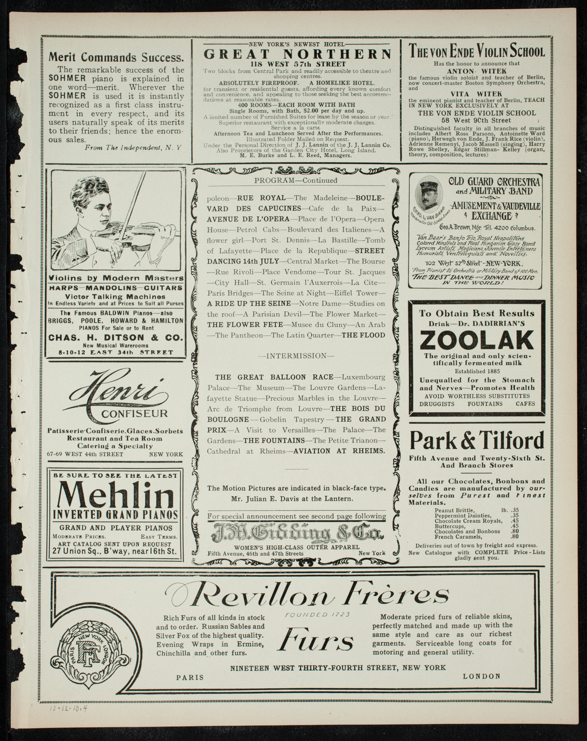 Elmendorf Lecture: Paris, December 12, 1910, program page 7