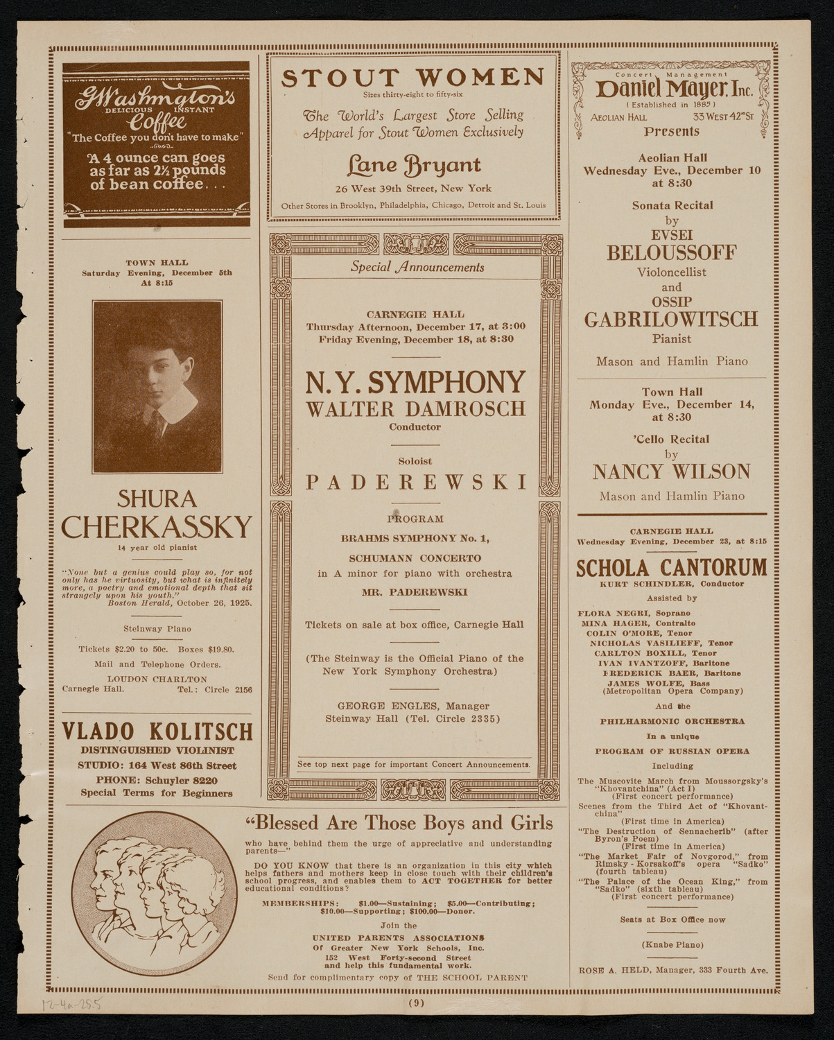 New York Philharmonic, December 4, 1925, program page 9