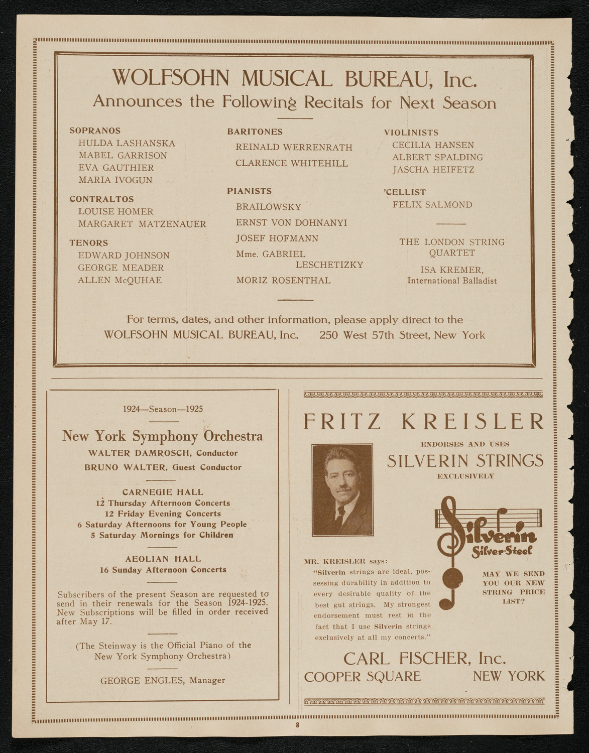 Grainger's Choral and Orchestral Concert, April 30, 1924, program page 8