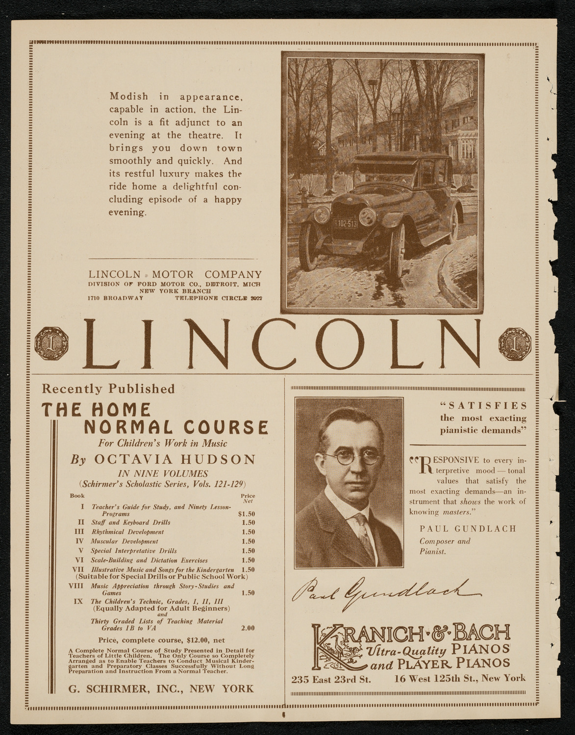 New York Philharmonic Students' Concert, March 19, 1924, program page 6