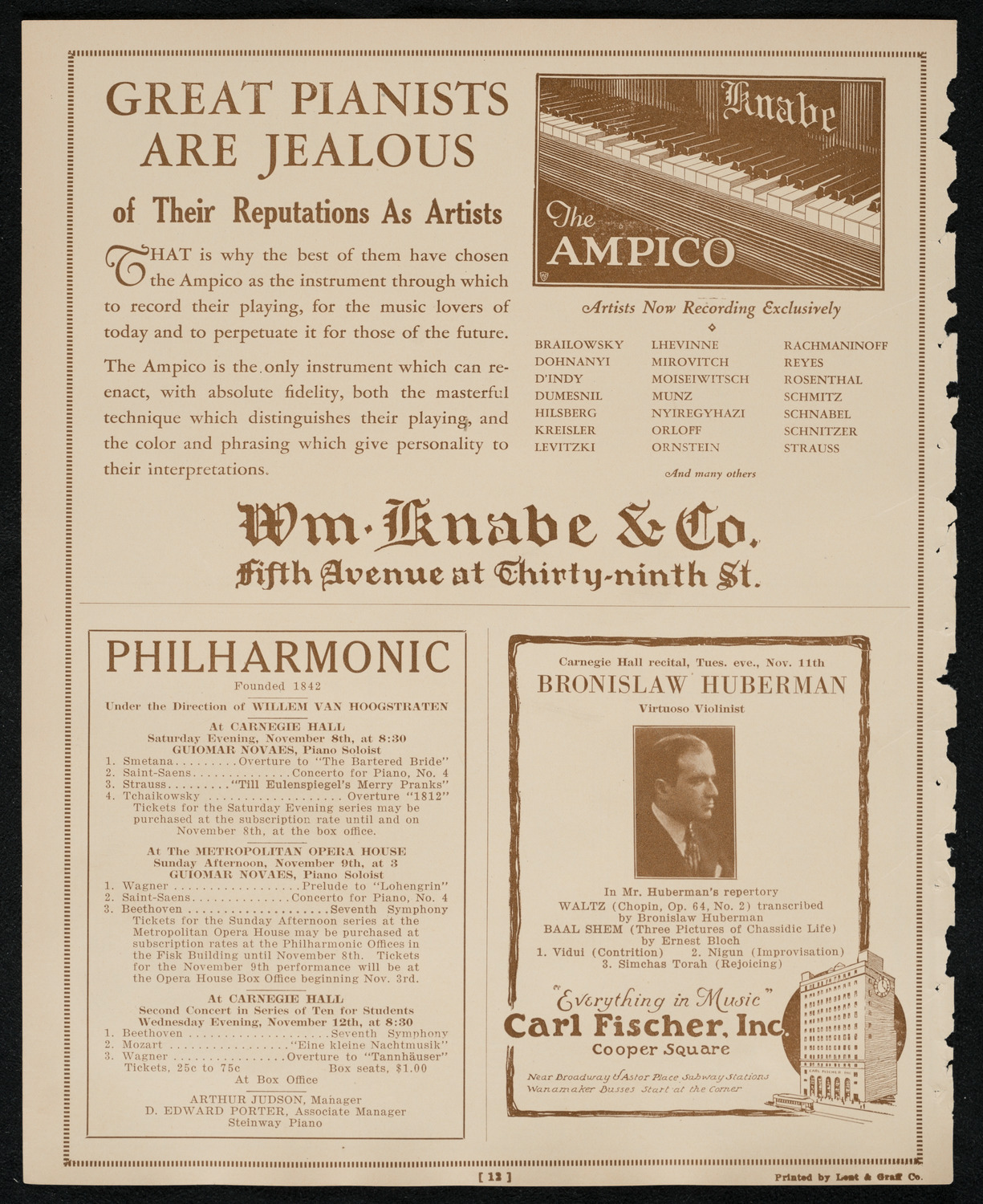 New York Philharmonic, November 7, 1924, program page 12