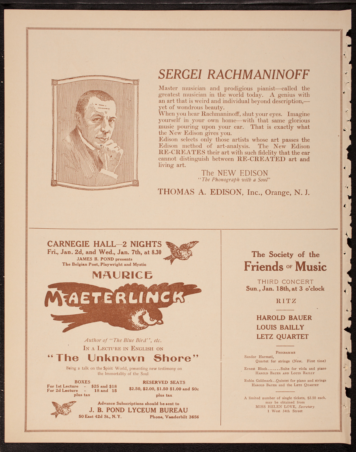 New Symphony Orchestra, December 26, 1919, program page 2