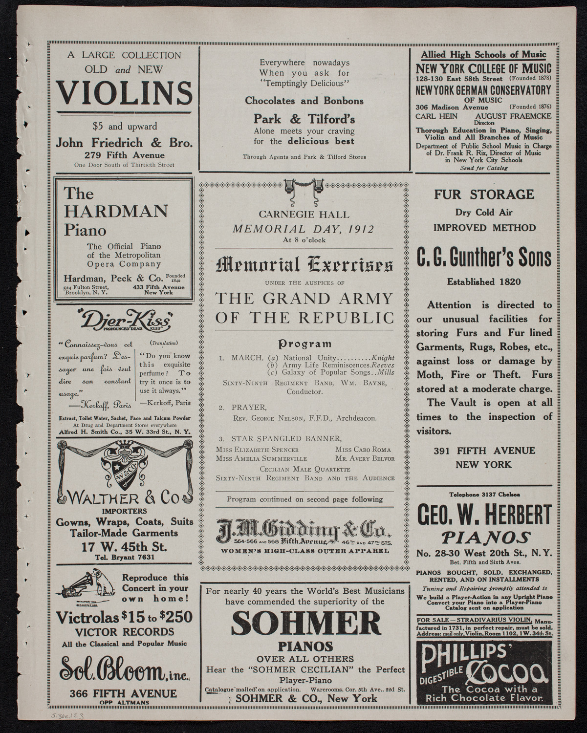 Grand Army of the Republic Memorial Day Exercises, May 30, 1912, program page 5