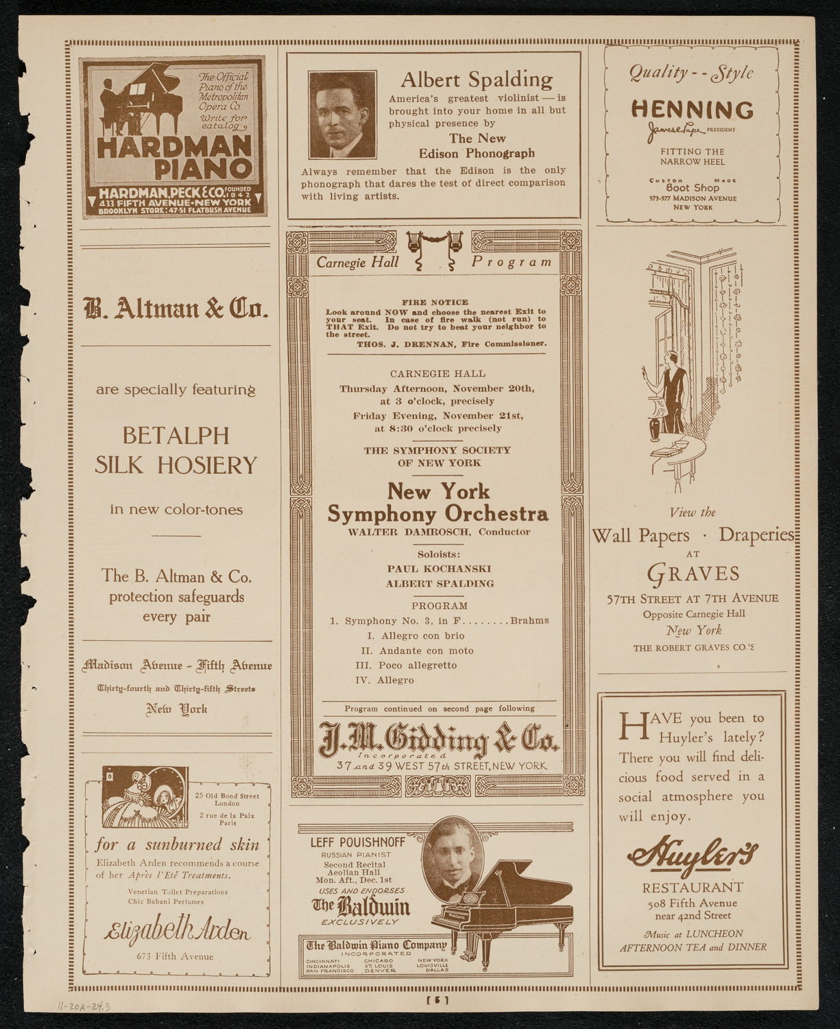 New York Symphony Orchestra, November 20, 1924, program page 5