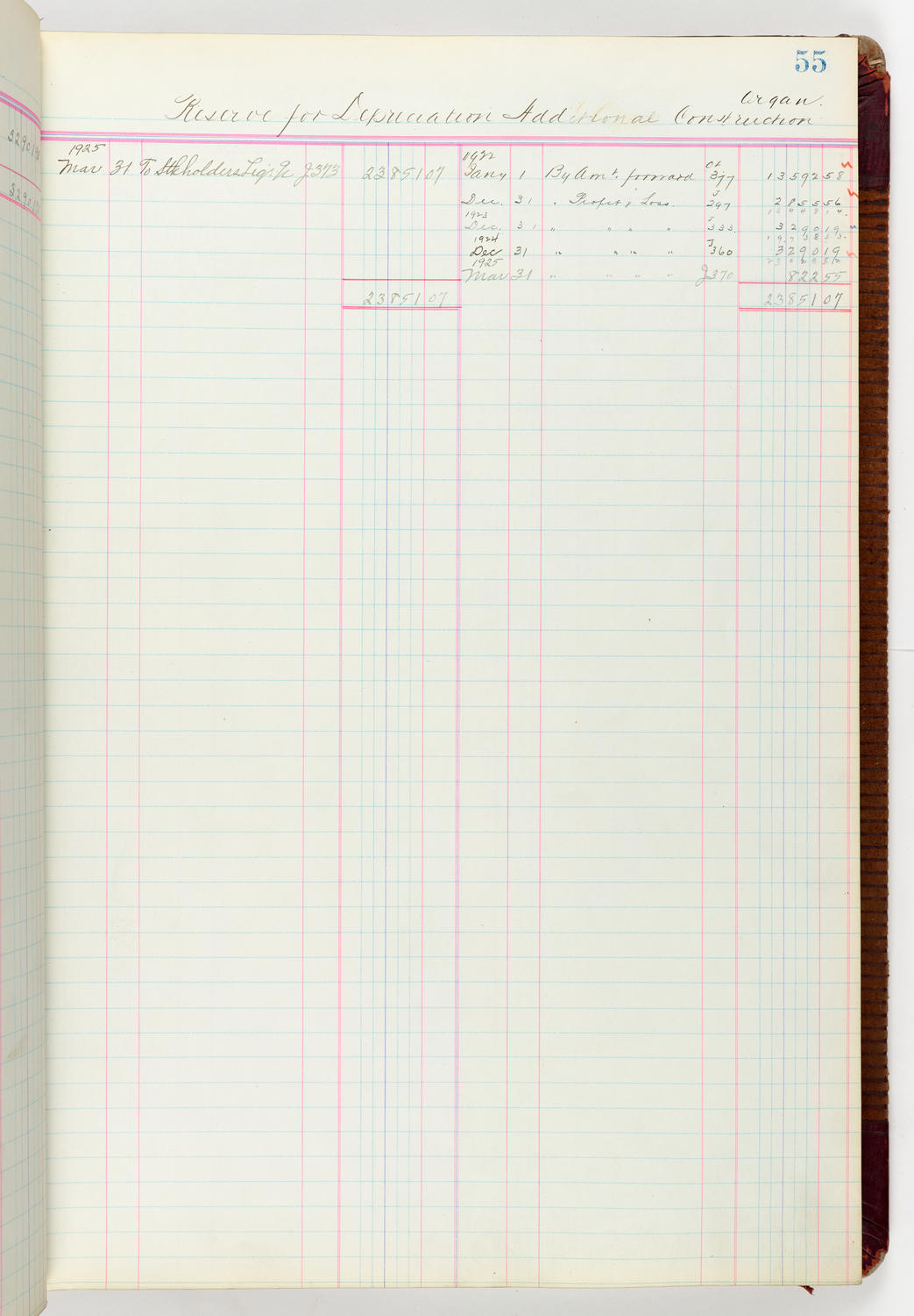 Music Hall Accounting Ledger Journal, volume 6, page 55