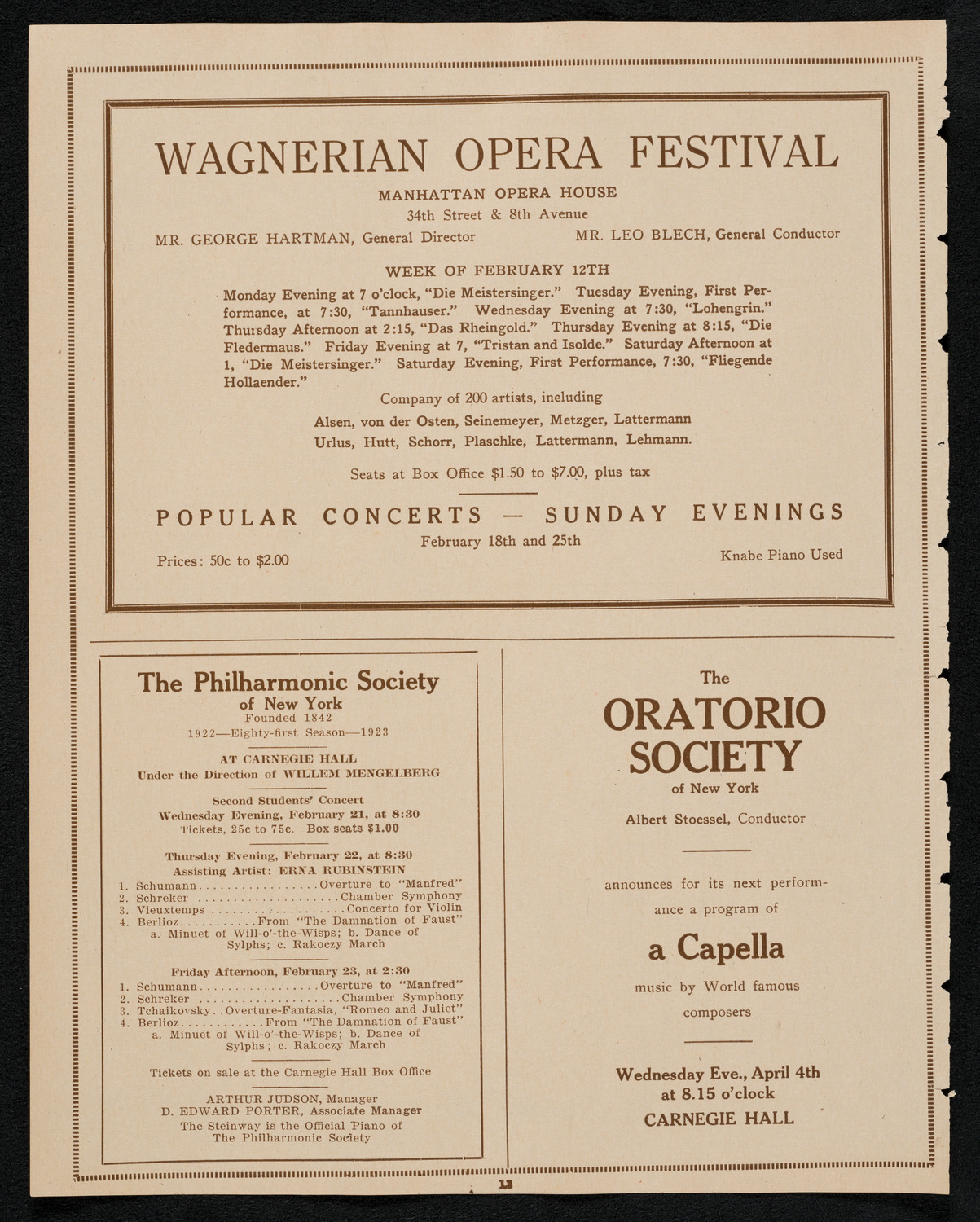 John Corigliano, Violin, February 18, 1923, program page 12