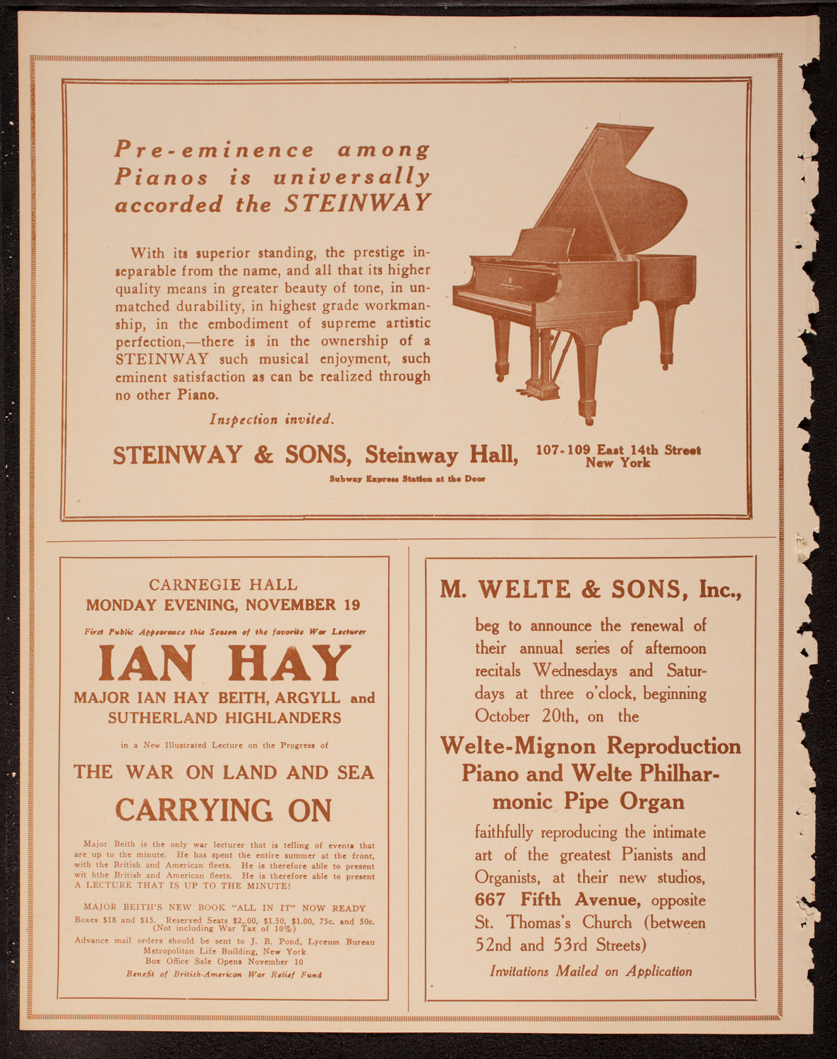 Ossip Gabrilowitsch, Piano, November 18, 1917, program page 4