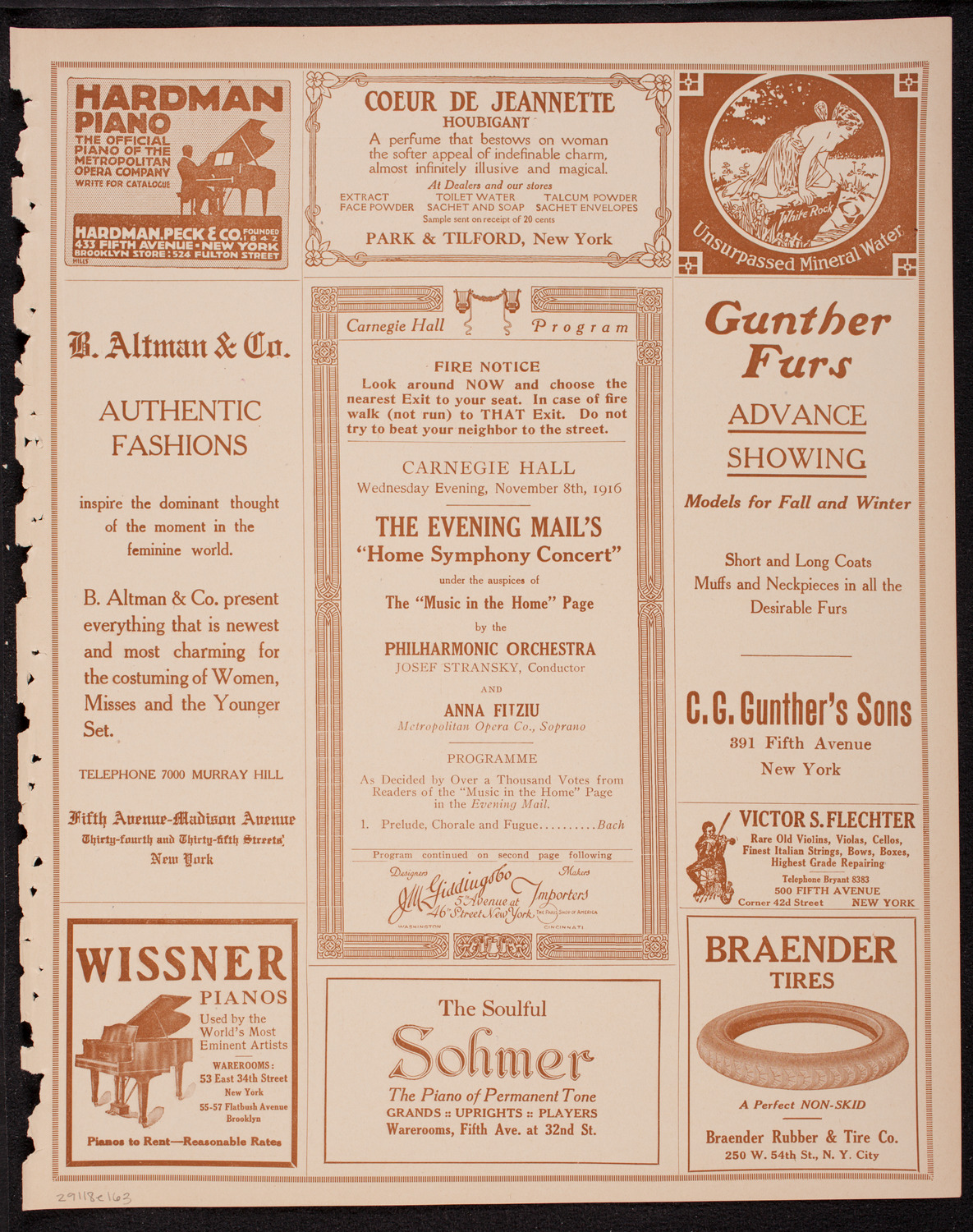 Home Symphony Concert: New York Philharmonic, November 8, 1916, program page 5