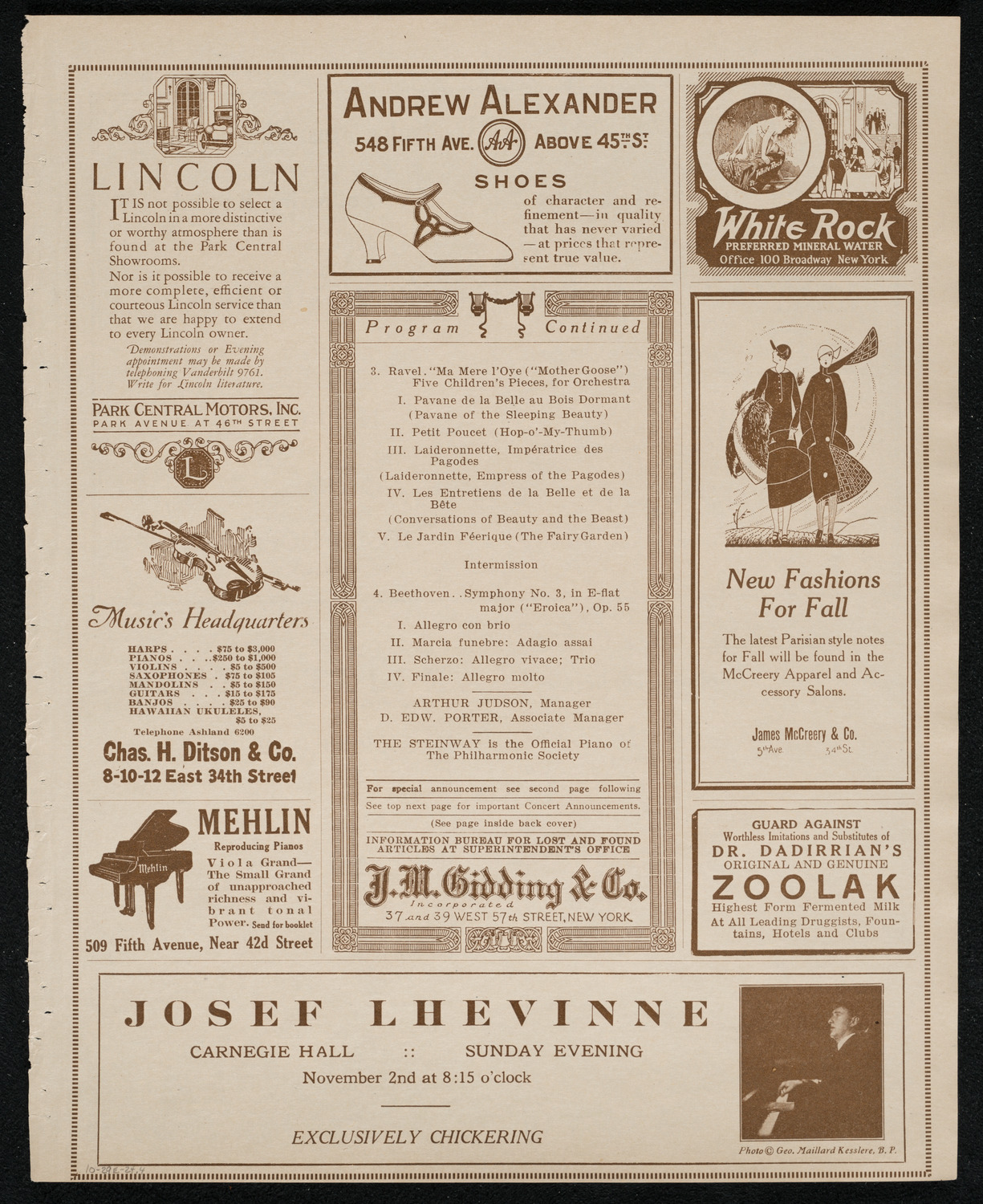 New York Philharmonic Students' Concert, October 29, 1924, program page 7