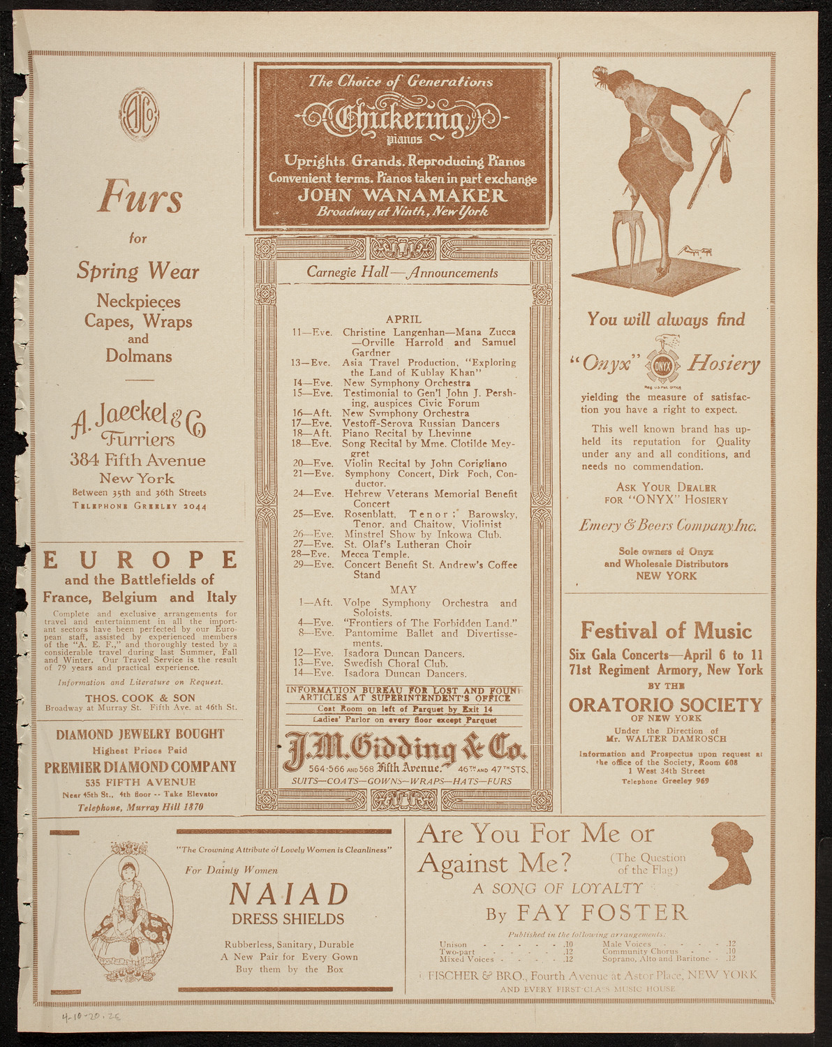 New York Banks' Glee Club, April 10, 1920, program page 3