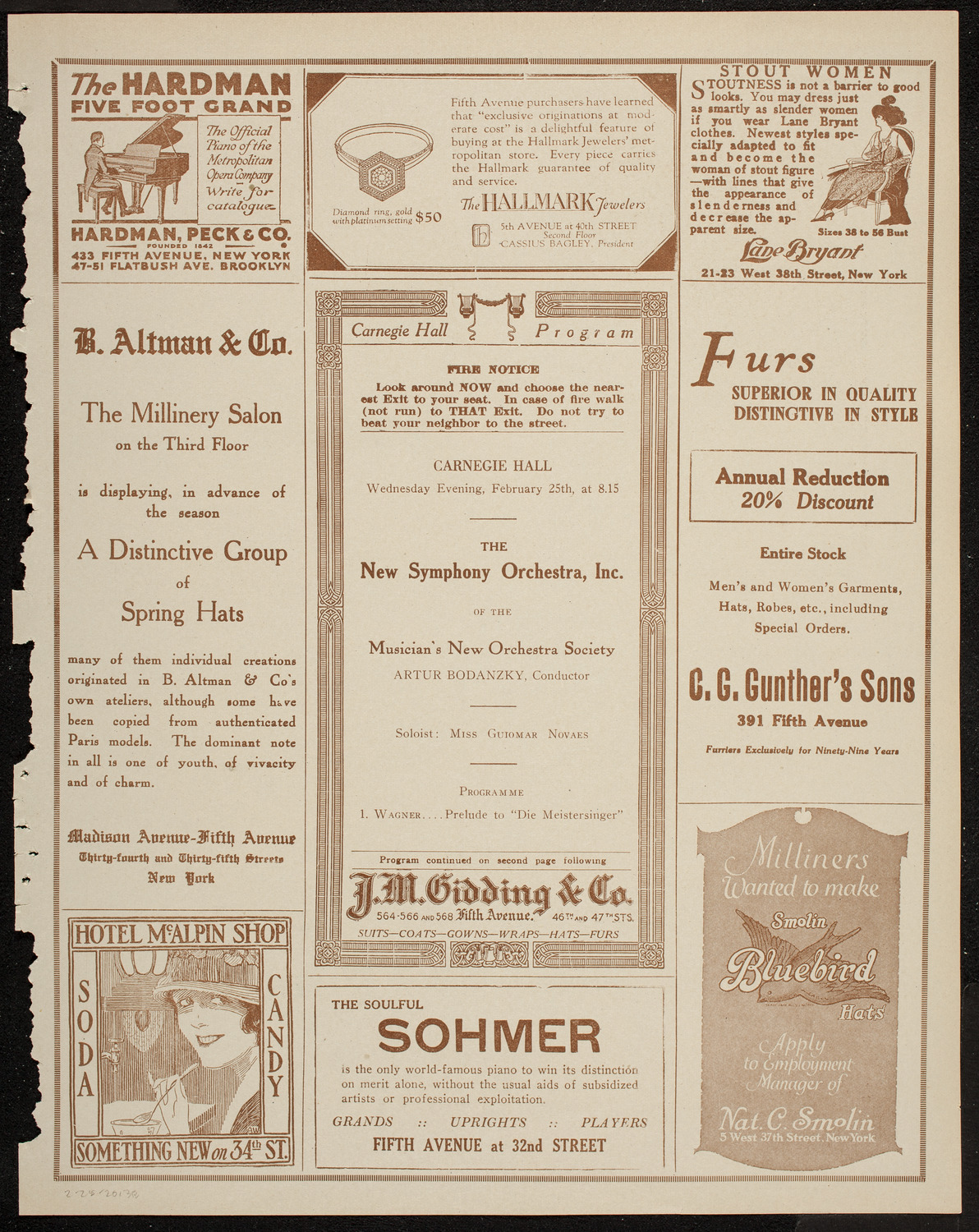 New Symphony Orchestra, February 25, 1920, program page 5