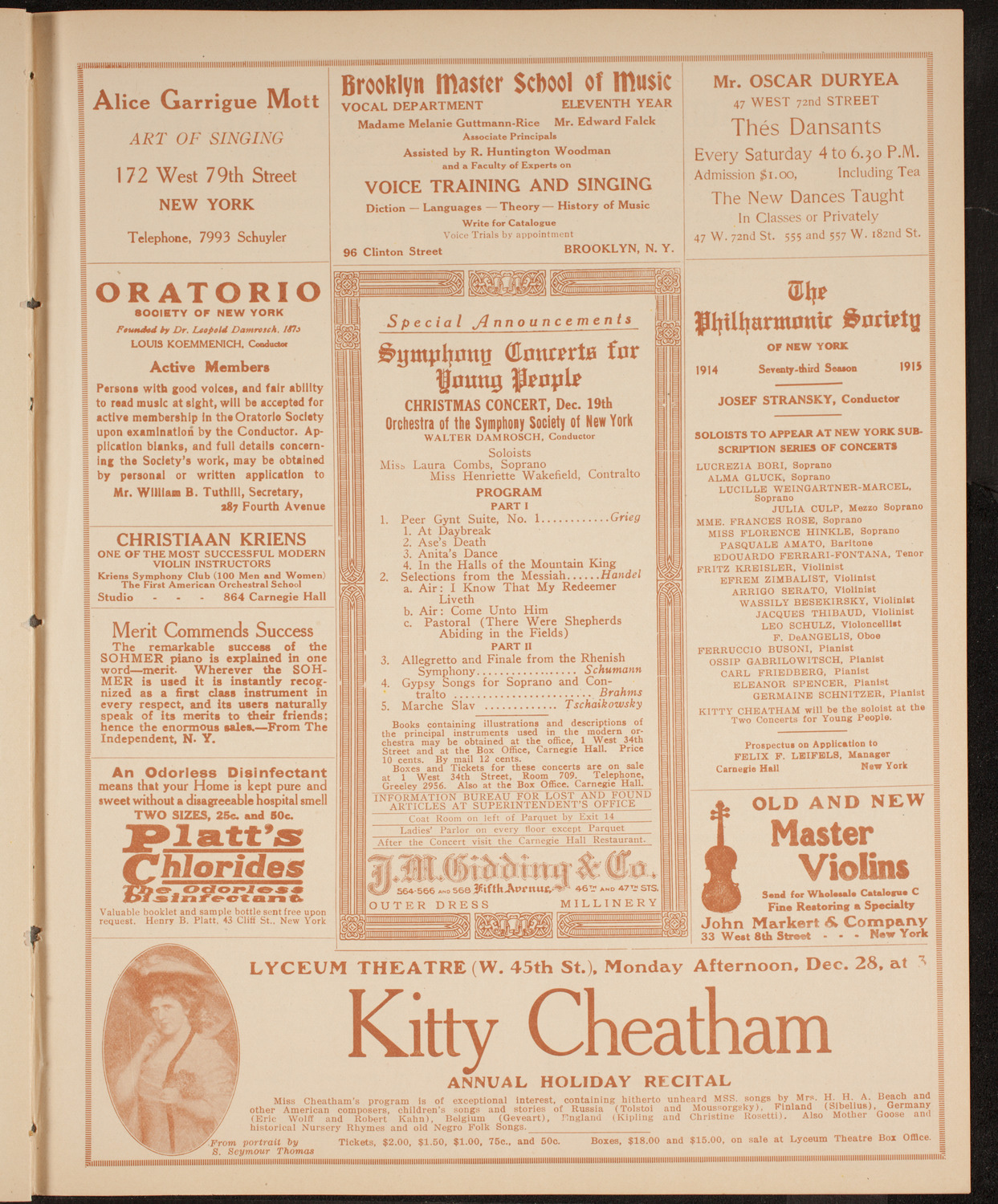 Leonard Borwick, Piano, December 8, 1914, program page 9