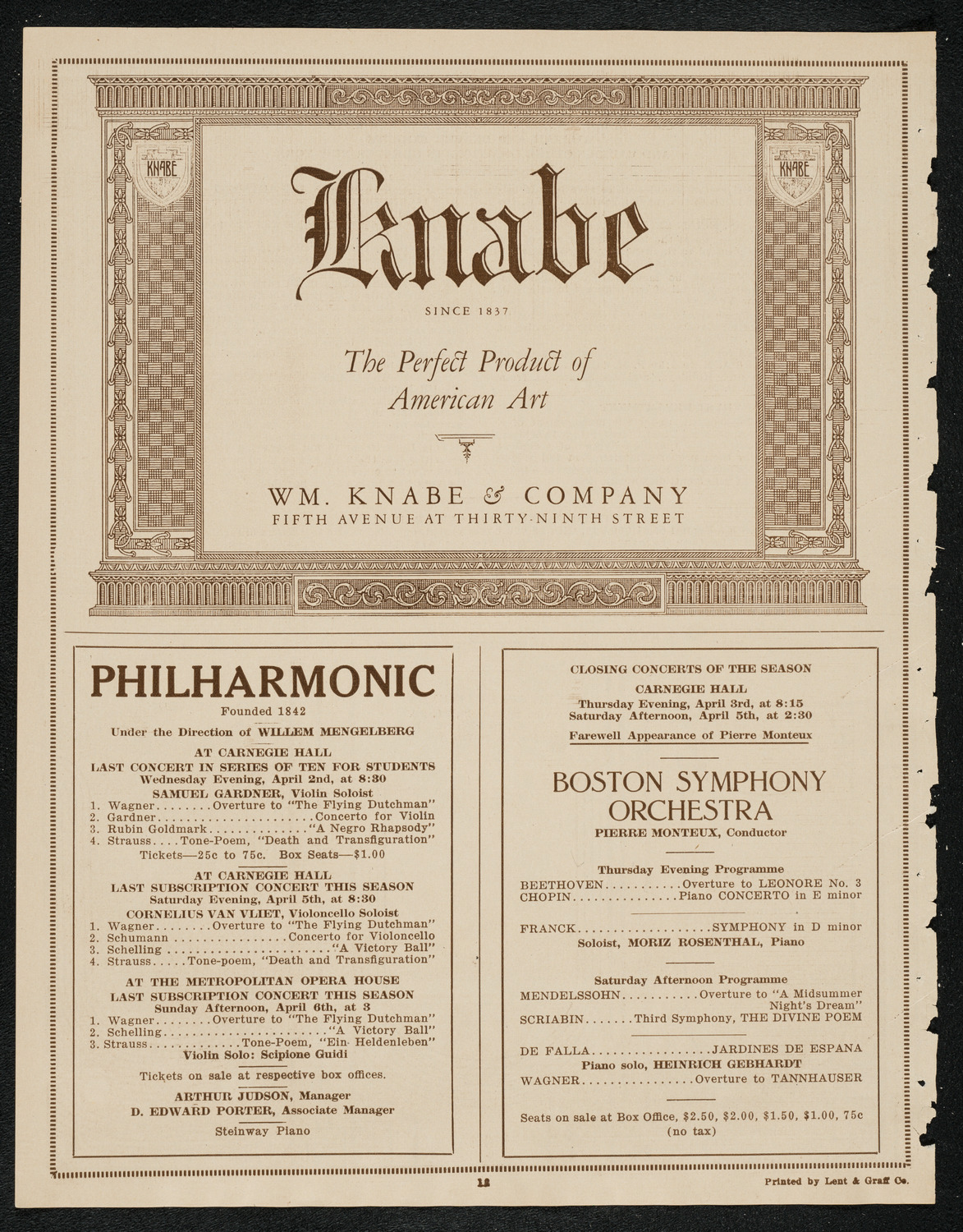 Sigrid Onégin, Contralto, March 30, 1924, program page 12