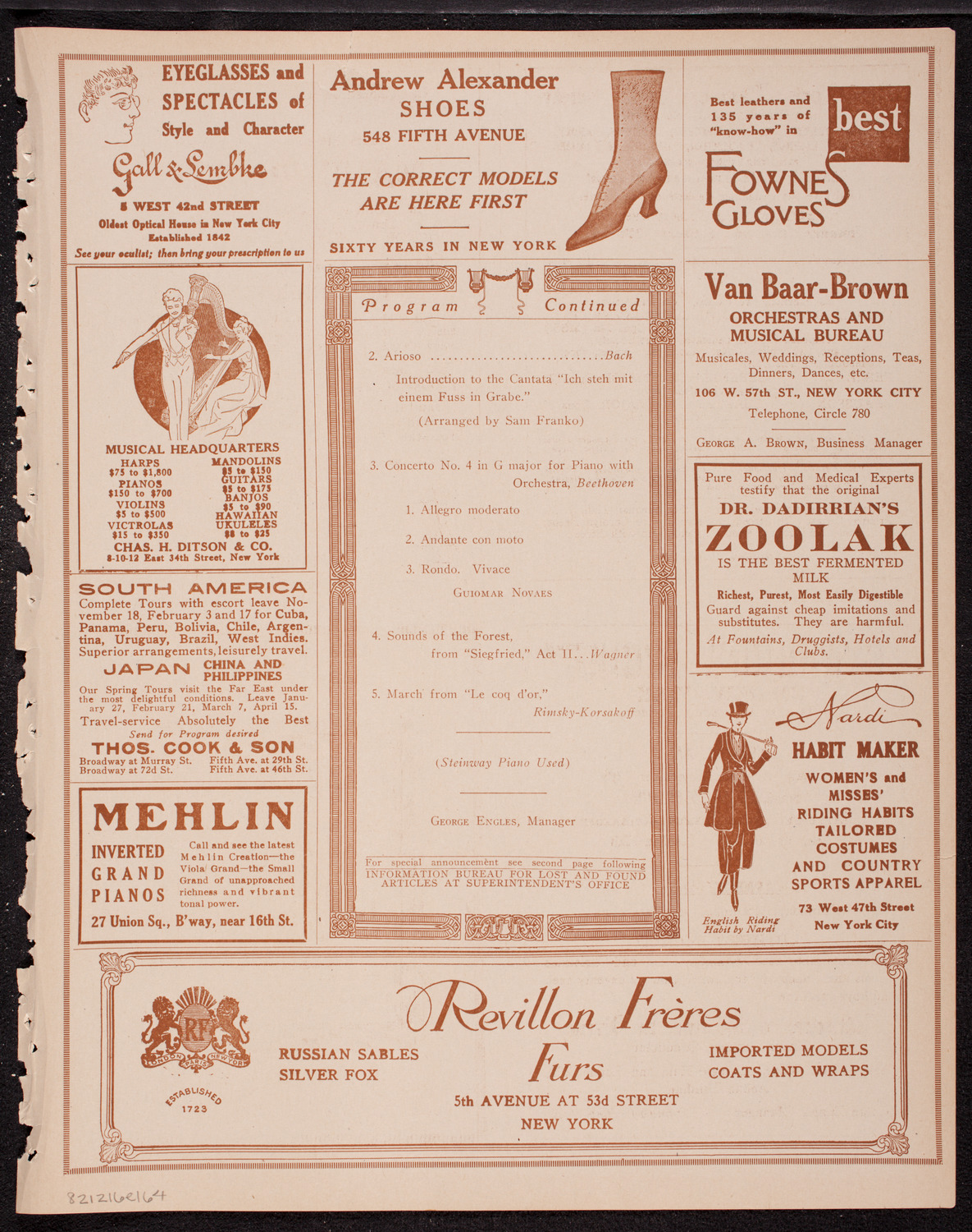 New York Symphony Orchestra, December 16, 1916, program page 7