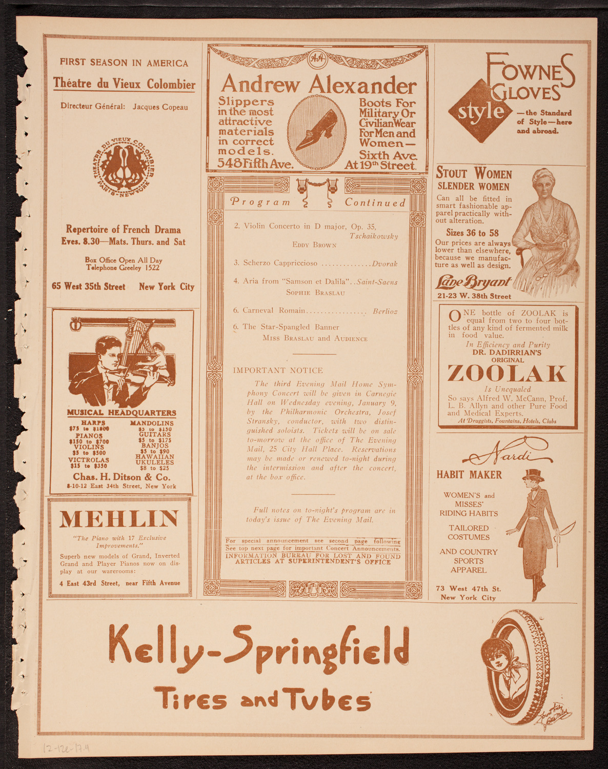 Home Symphony Concert: New York Philharmonic, December 12, 1917, program page 7