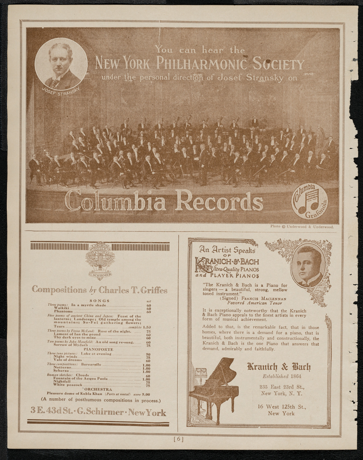 New York Philharmonic, March 25, 1921, program page 6